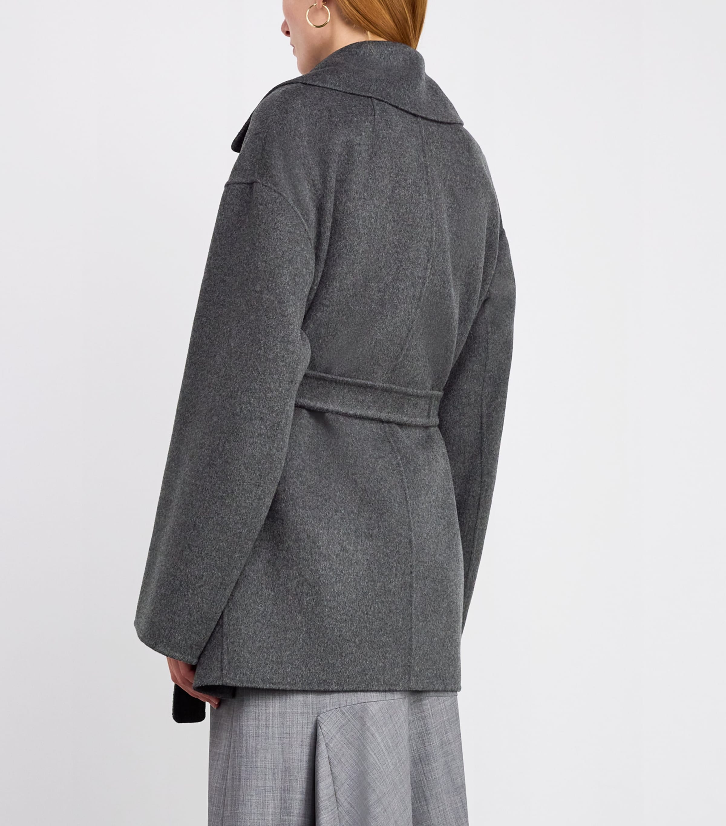 Camel Hair Belted Coat DARK GREY Image 4