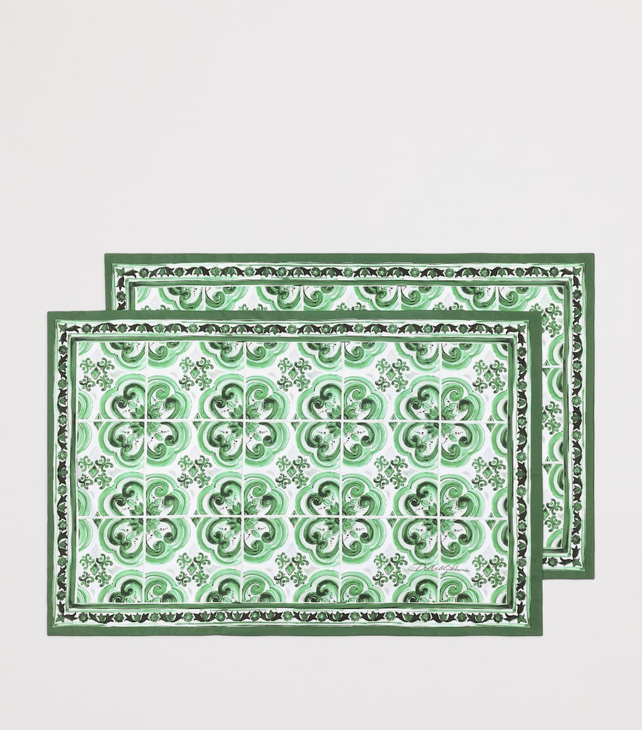 Set of 2 Cotton Majolica Pillowcases (60cm x 90cm) UV009-MAIOLICA VERDE Image 2