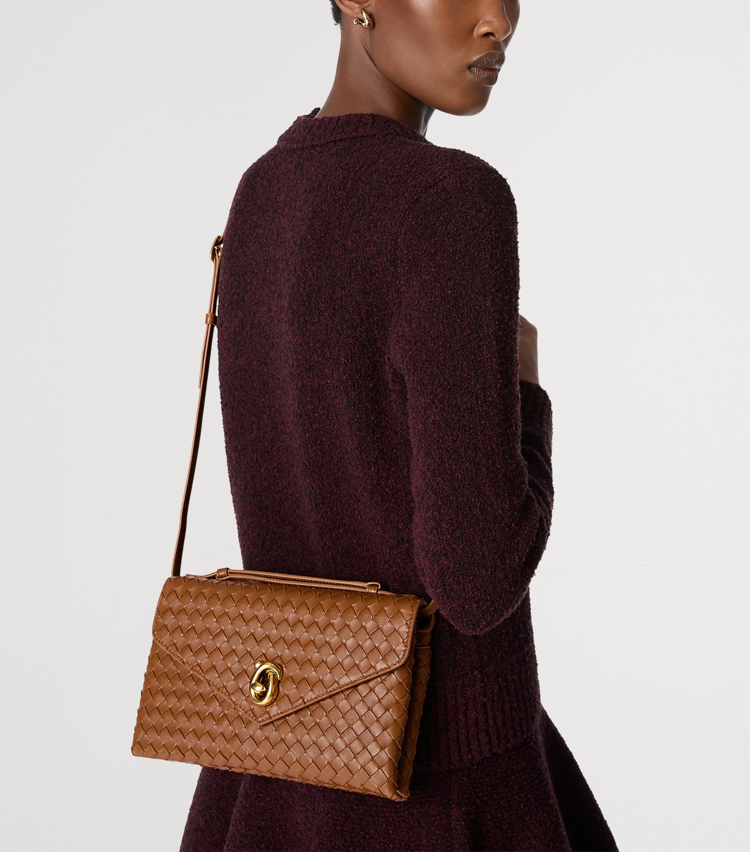 Leather Intrecciato Knot Lock Top-Handle Bag 2599 Image 2