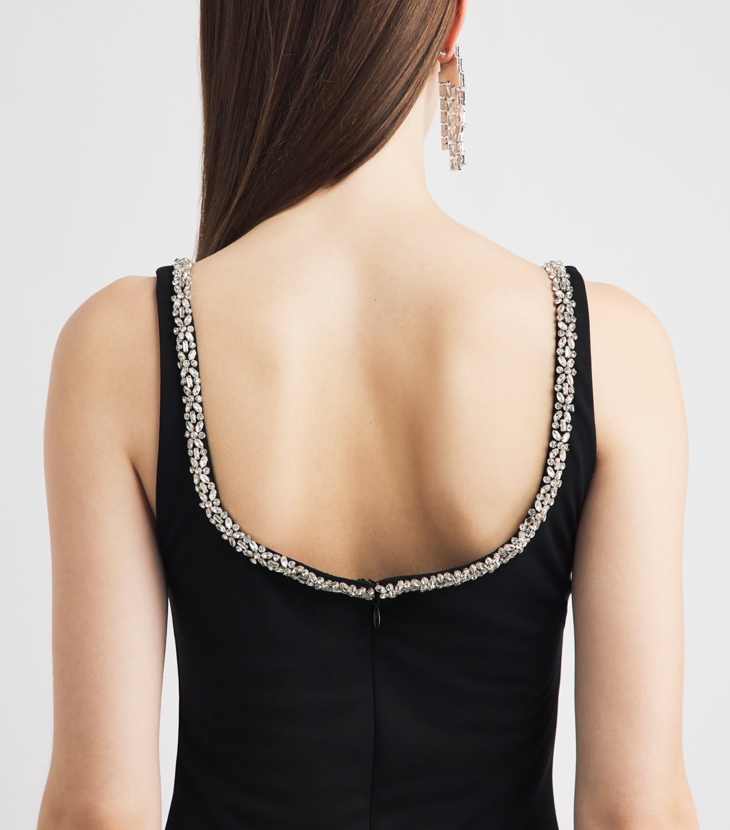 Alice+Olivia Womens Crystal-Embellished Eve Mini Dress Black Image 3