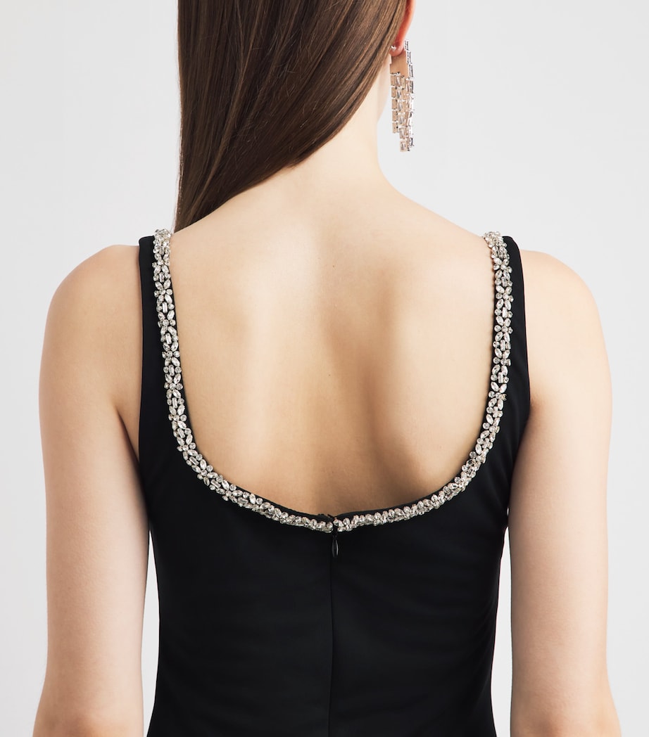 Alice+Olivia Womens Crystal-Embellished Eve Mini Dress Black Image 3