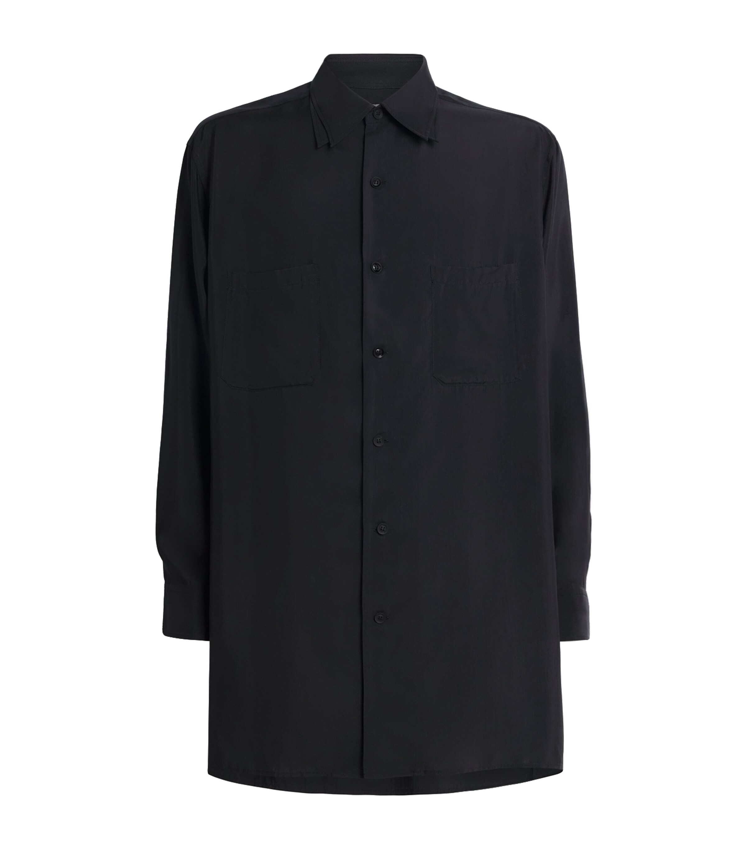 Yohji Yamamoto Taffeta 2-Collar Big Standard Shirt Black Image 1