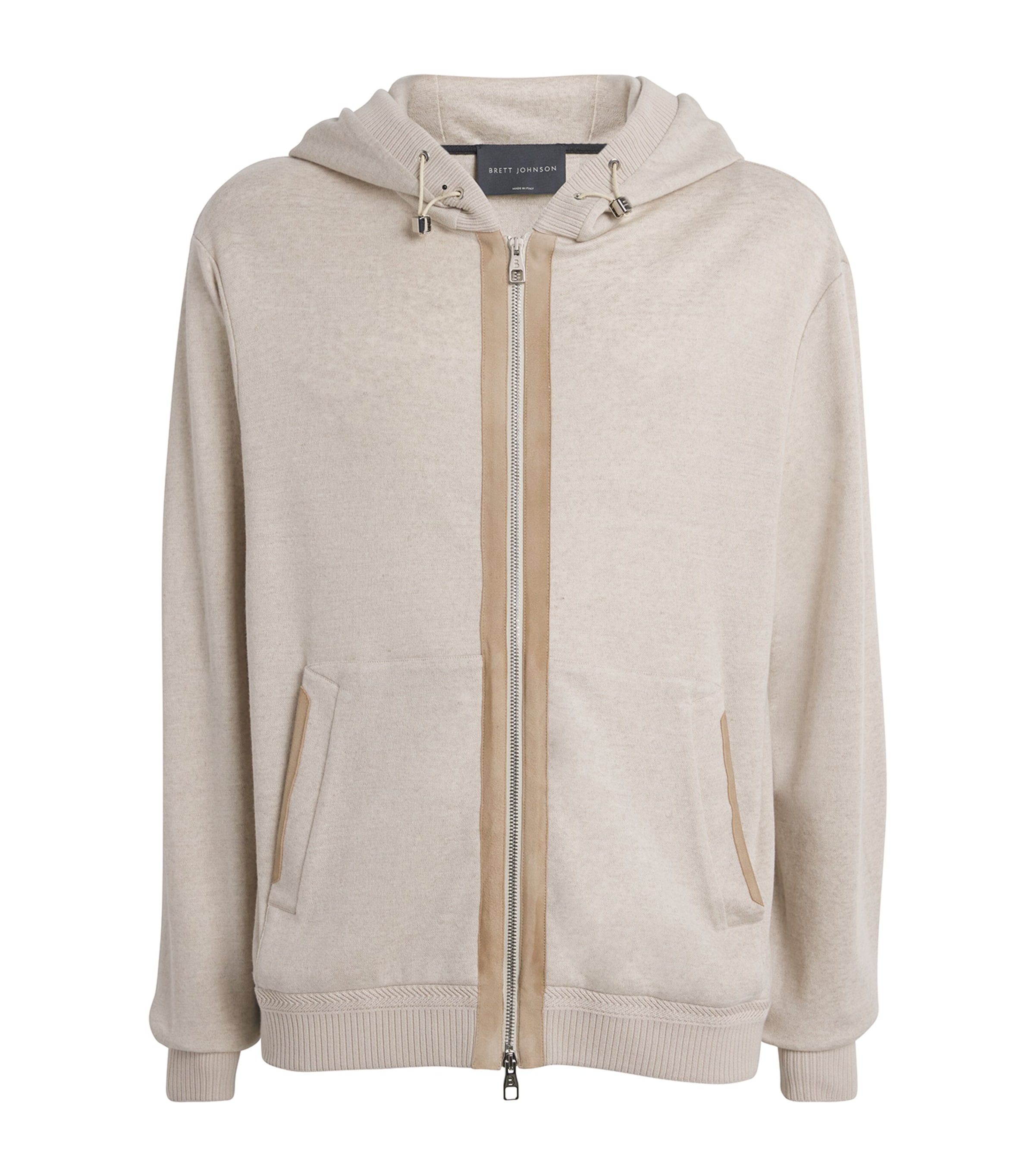 Brett Johnson Linen-virgin Wool Zip-up Hoodie In Grey