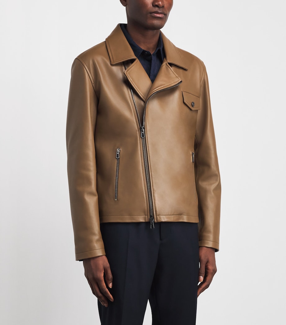 Isaia Mens Lamb Suede Motorcycle Jacket Image 4