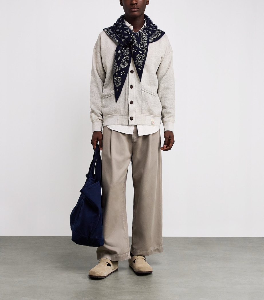 Cotton-Blend Fleece Vintage Fit Cardigan GREY Image 2