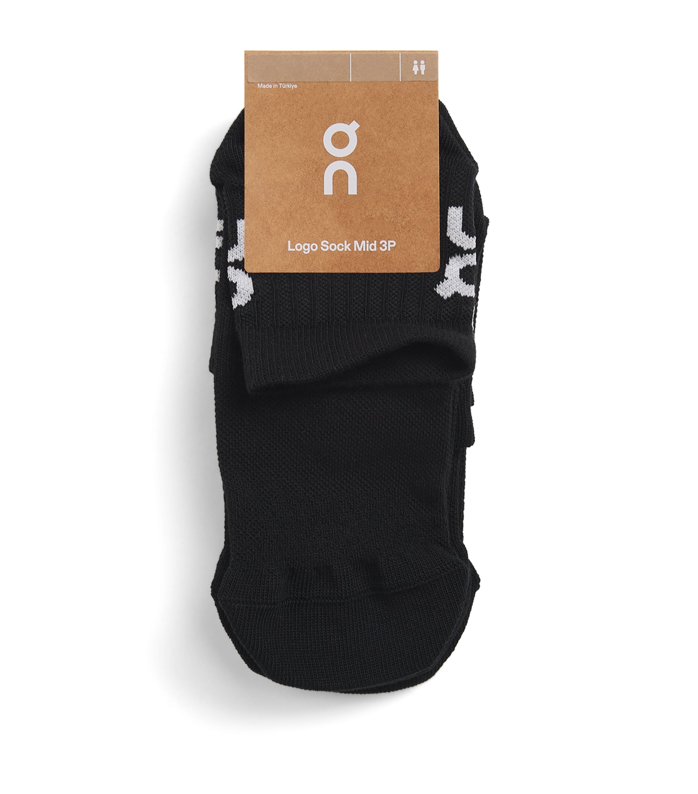 On Womens Logo Socks (Pack of 3) Black Image 1