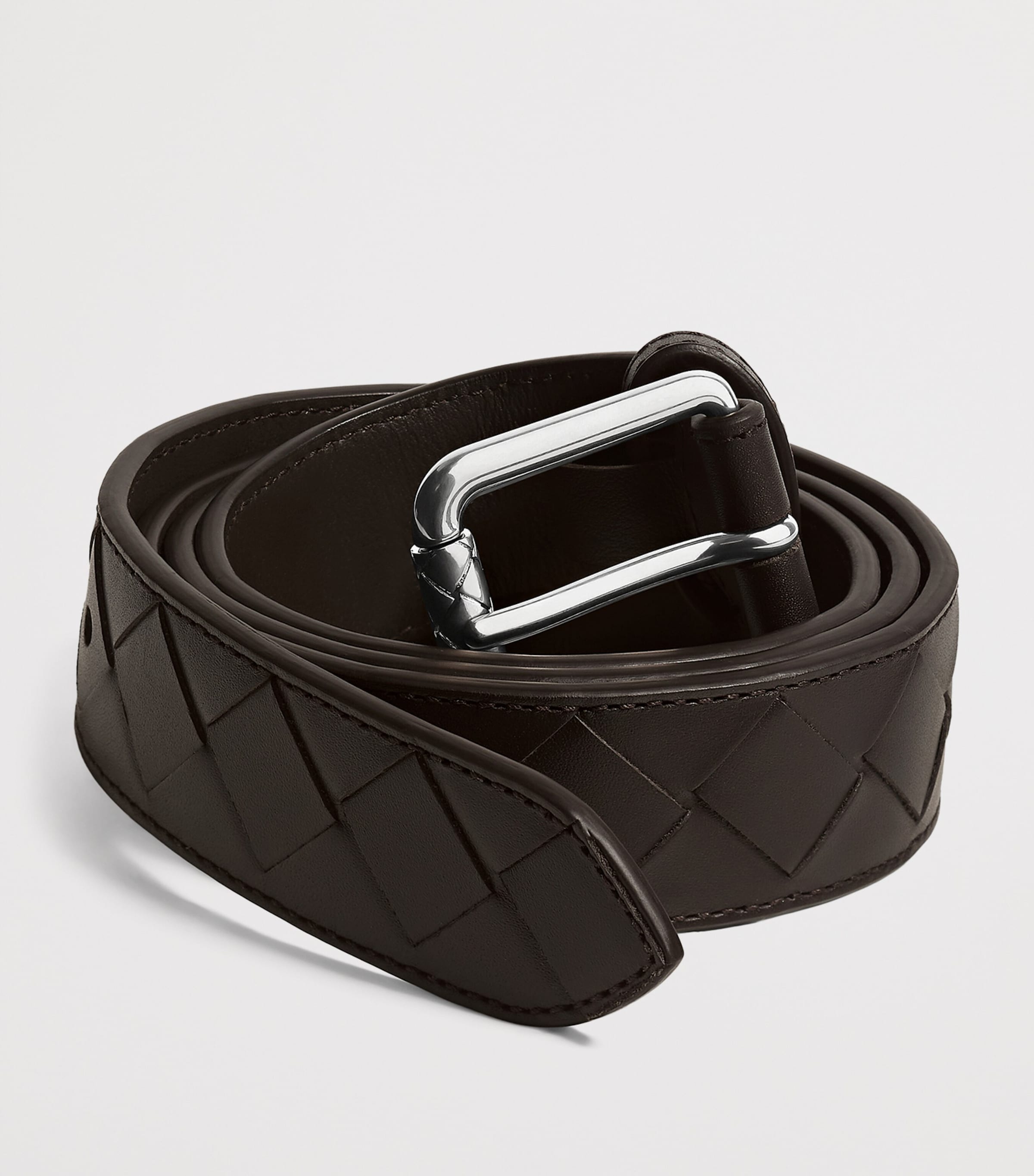 Bottega Veneta Leather Intrecciato Buckle Belt Image 4