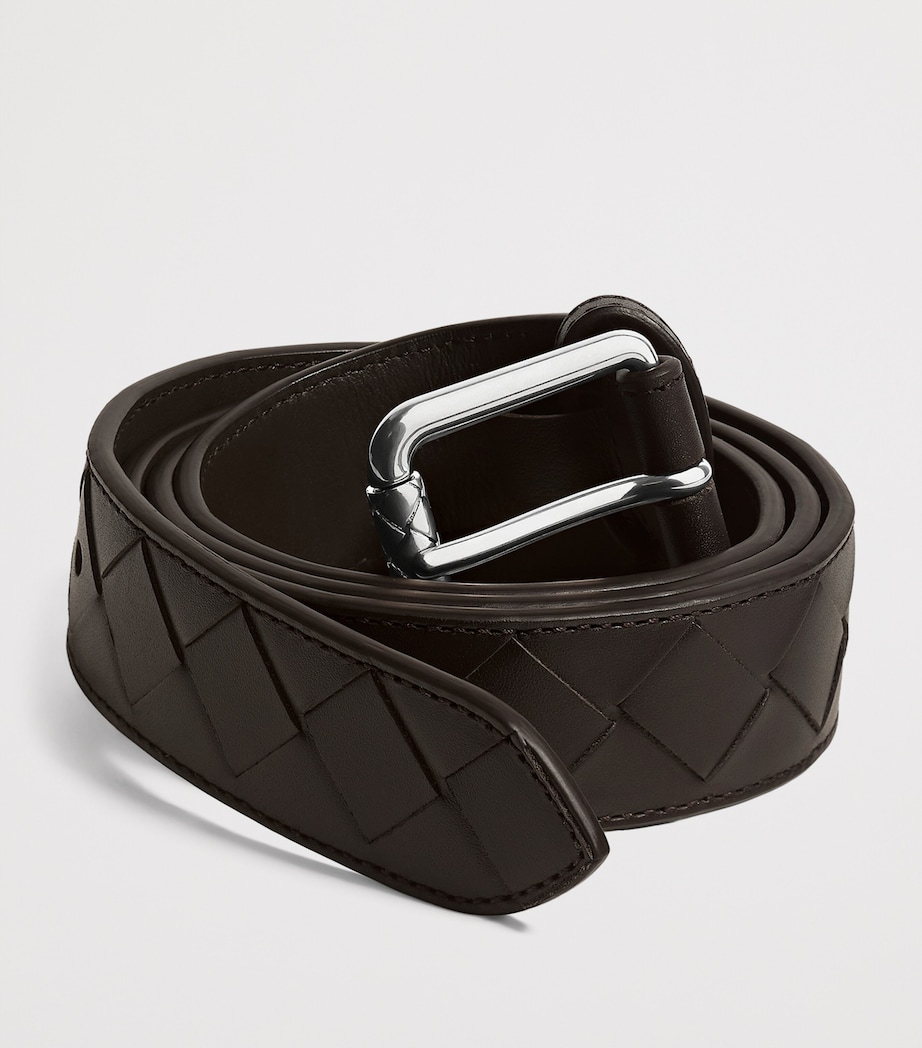 Bottega Veneta Leather Intrecciato Buckle Belt Image 4