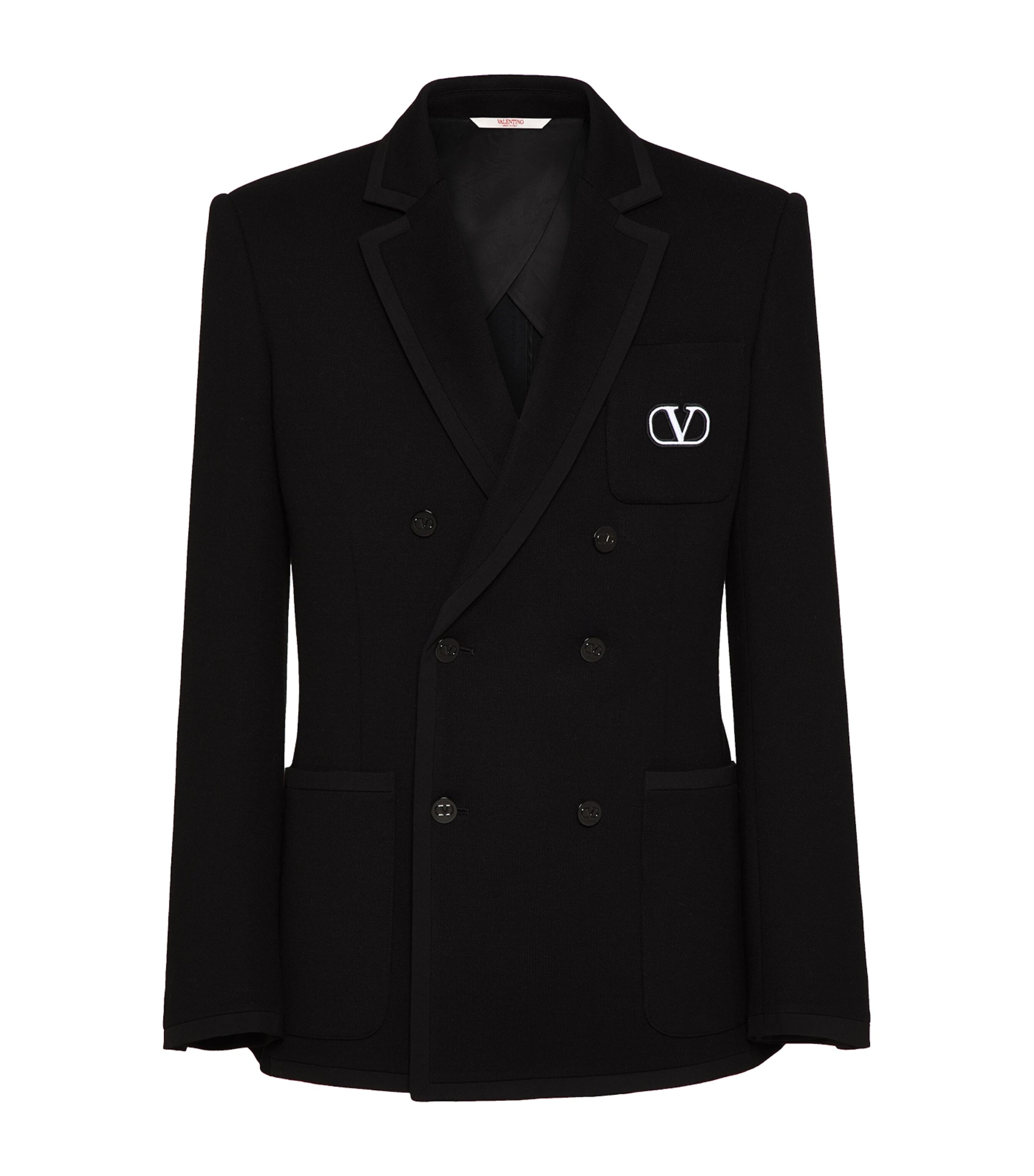 Valentino Logo-embroidered Cotton-jersey Blazer In Blue