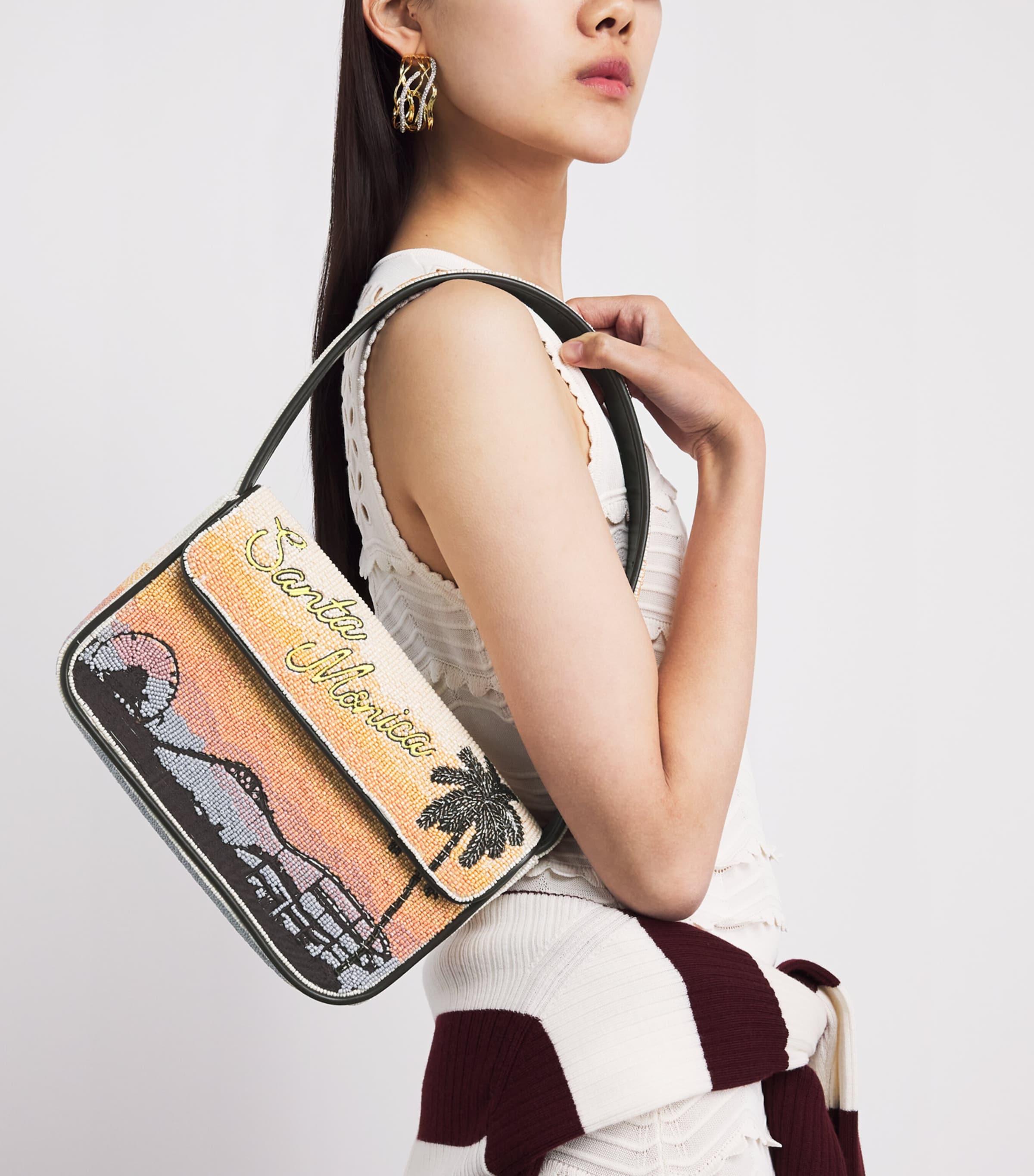 STAUD Beaded Postcard Tommy Shoulder Bag Smsn Snta Mnica Snst Image 4