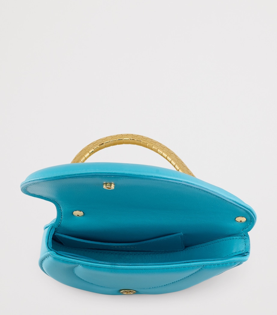Bvlgari Mini Leather Serpenti Cuoricino Top-Handle Bag Turquoise Image 6