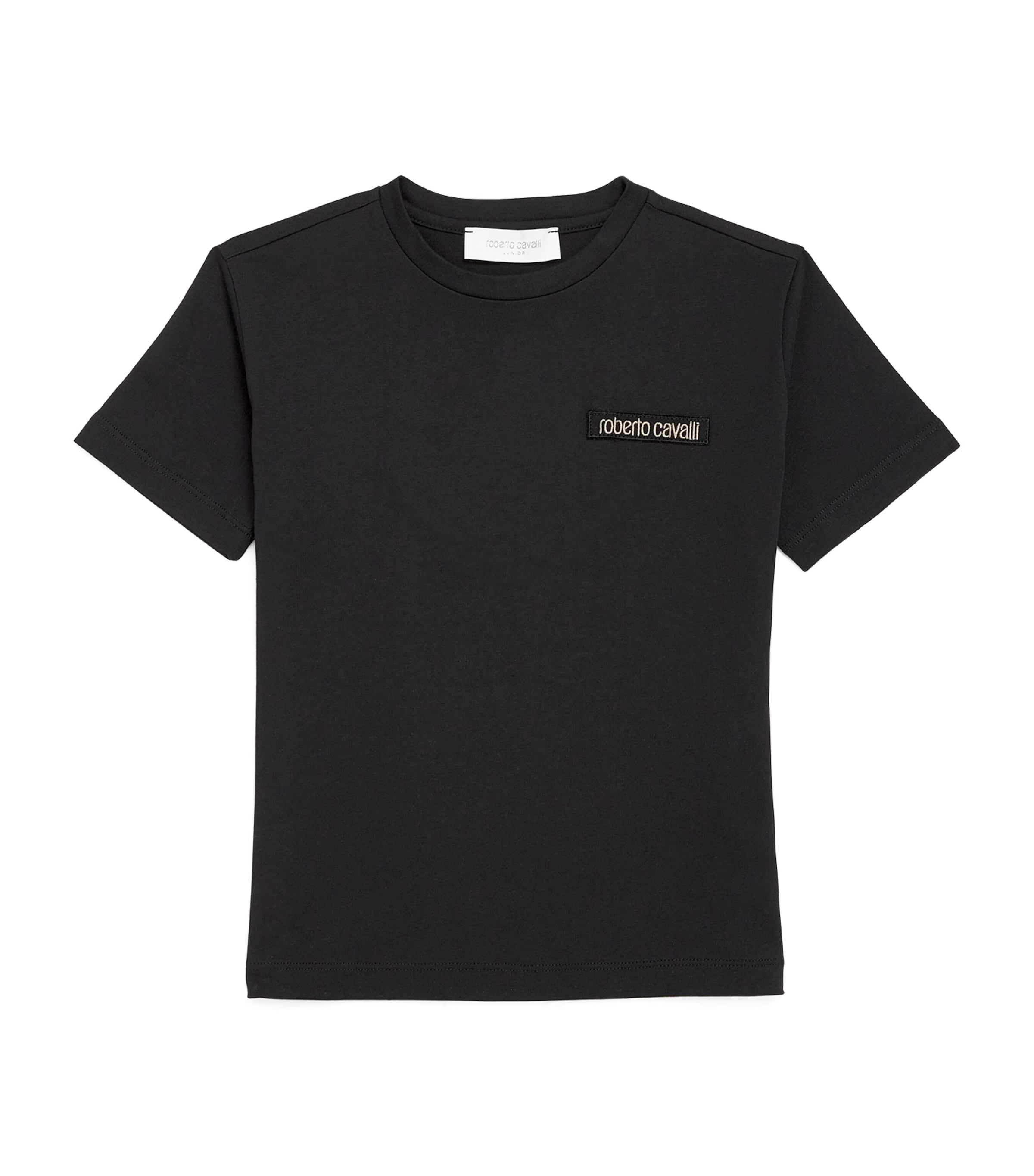 Shop Roberto Cavalli Junior Cotton Logo T-shirt In Black