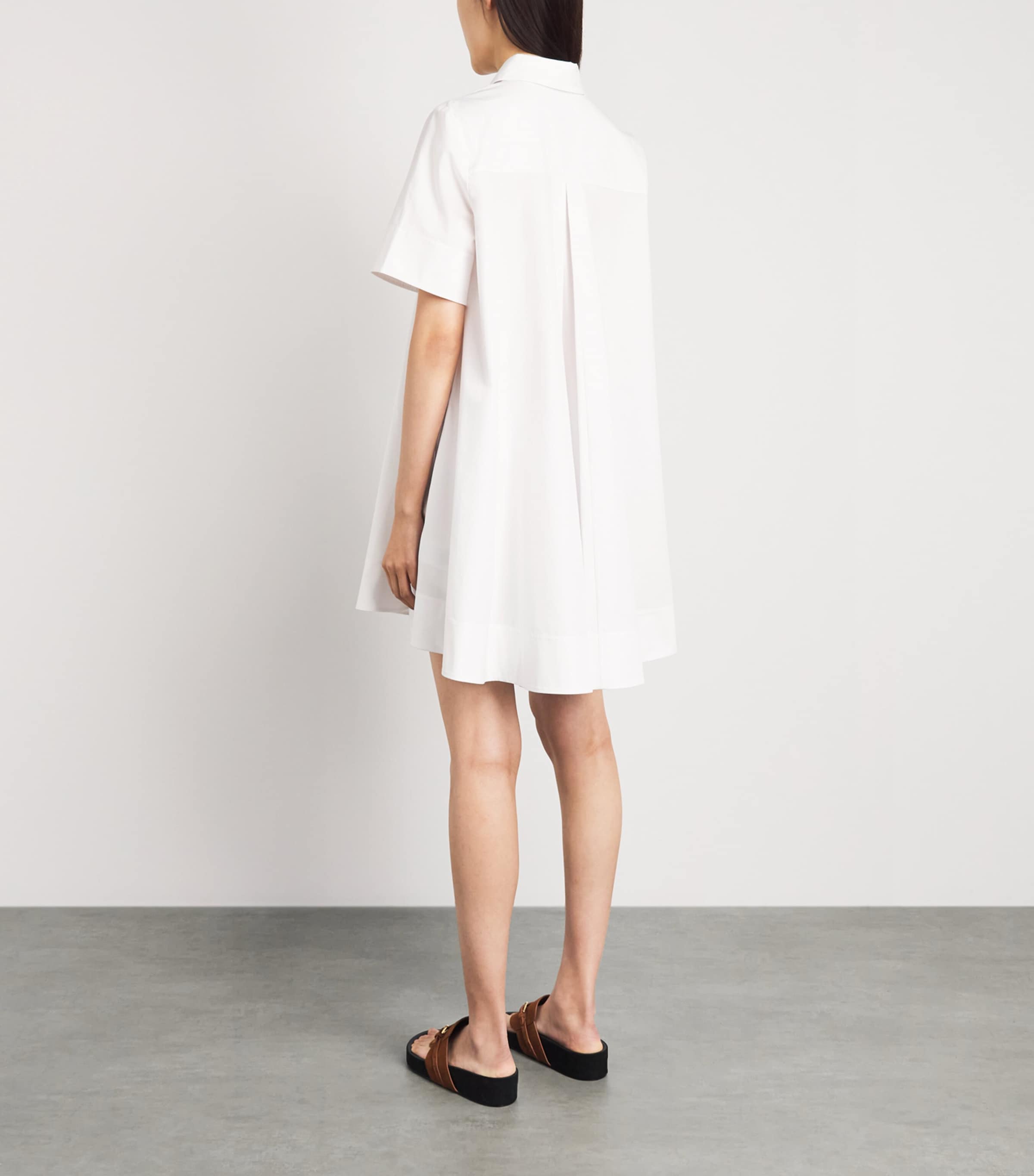 Polo Ralph Lauren Womens Cotton Babydoll Mini Shirt Dress White Image 4