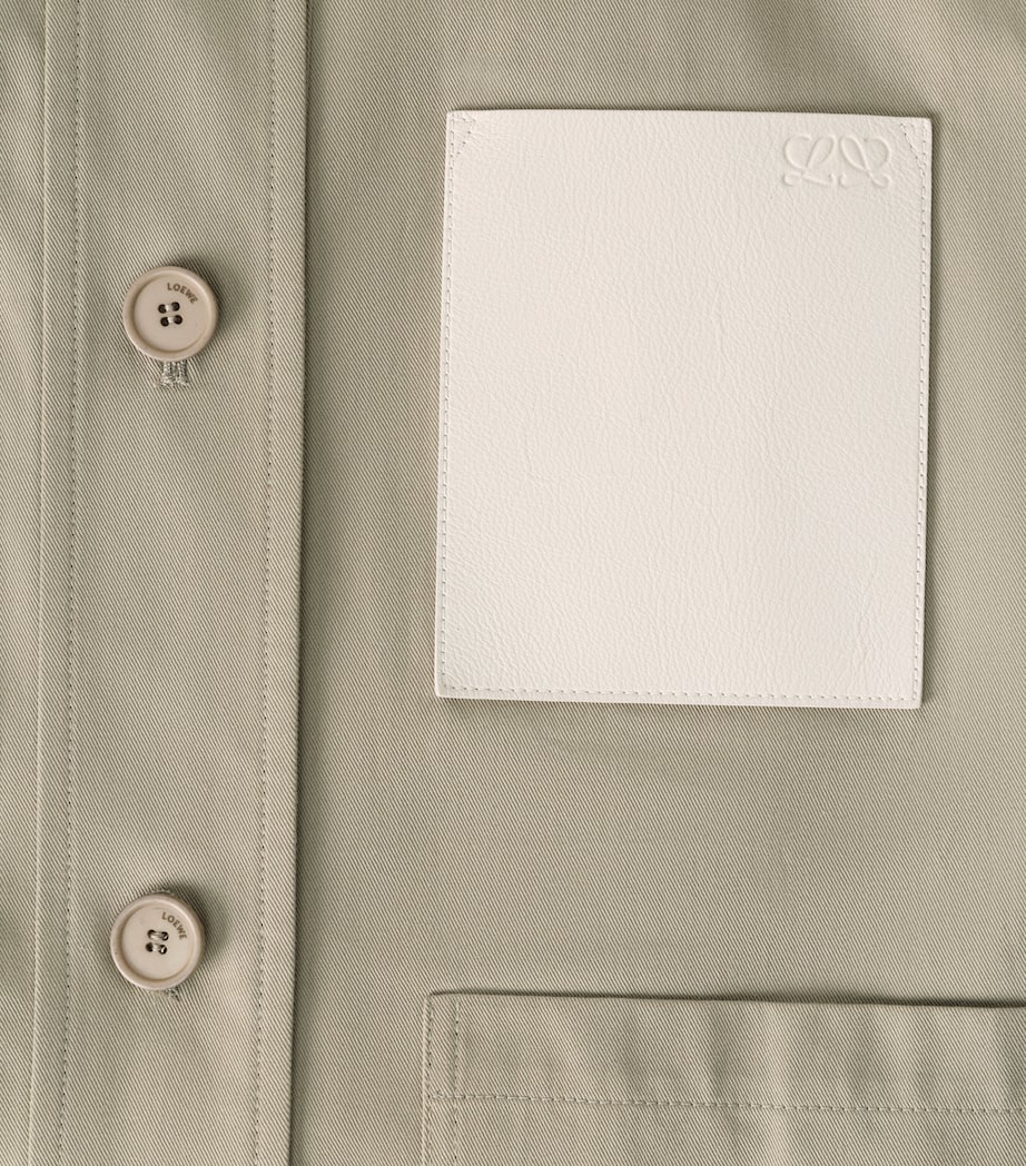 LOEWE Womens Cotton Workwear Jacket Light Sage Image 7