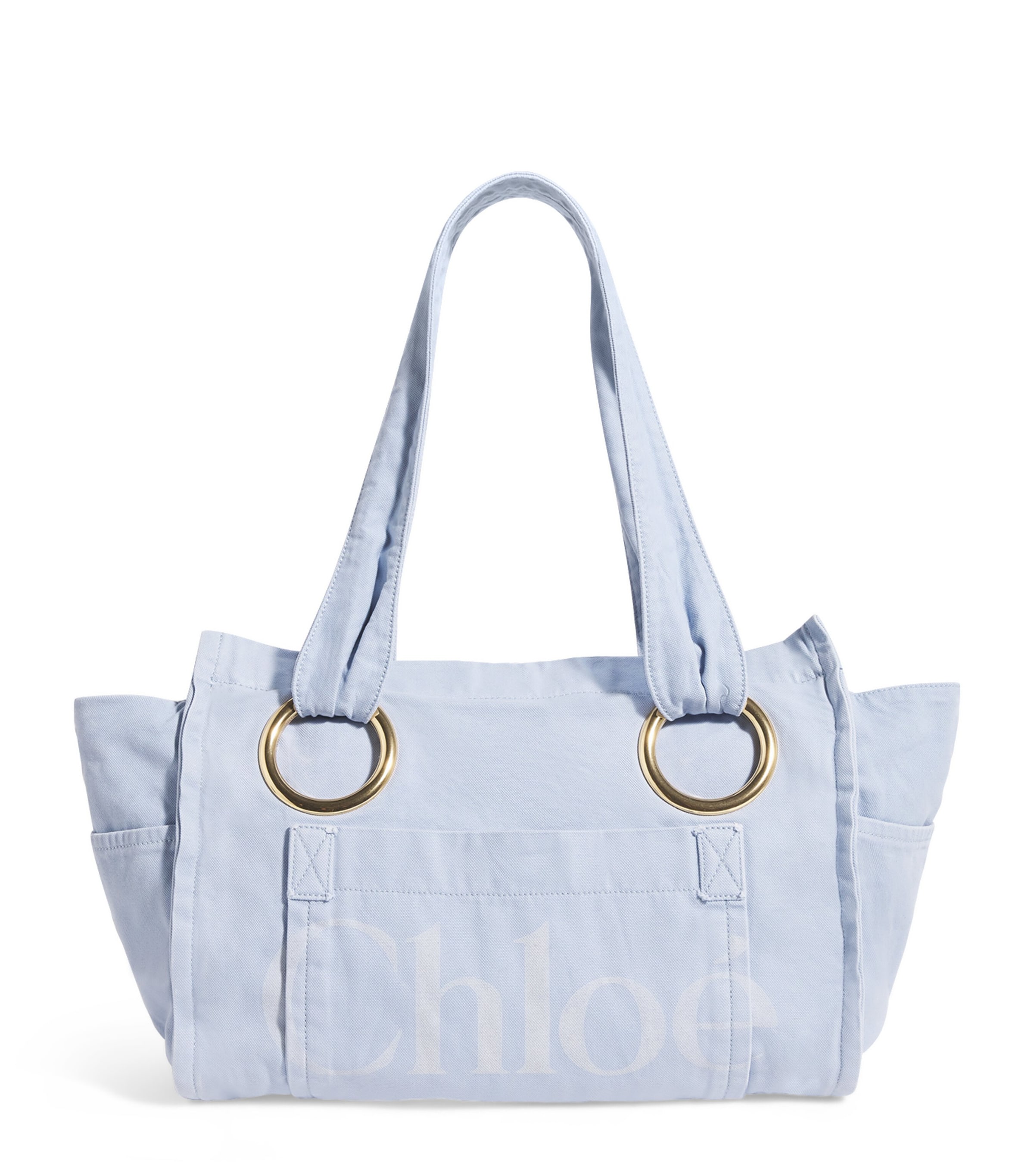Chloé Cotton Plage Tote Bag In Blue