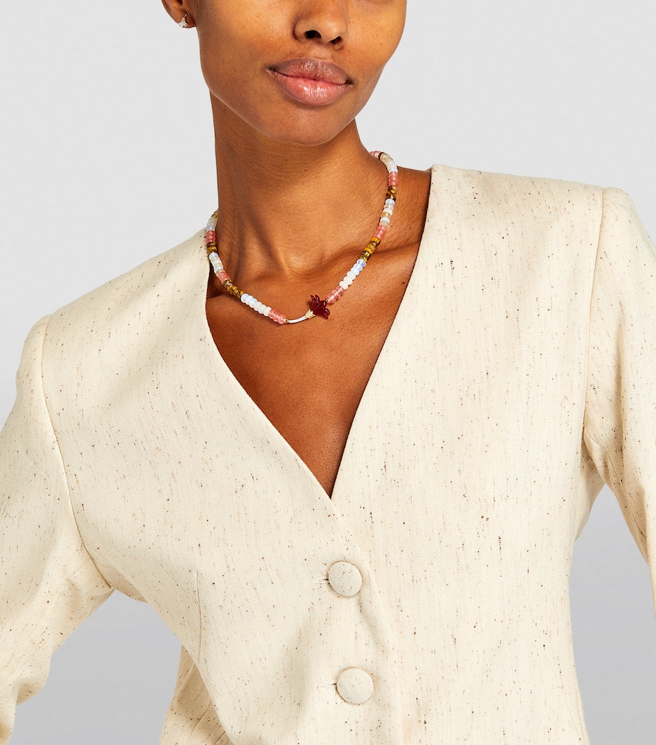 Yellow Gold, Diamond and Mother-of-Pearl Psychedeliah Beaded Necklace BURGUNDY Image 3