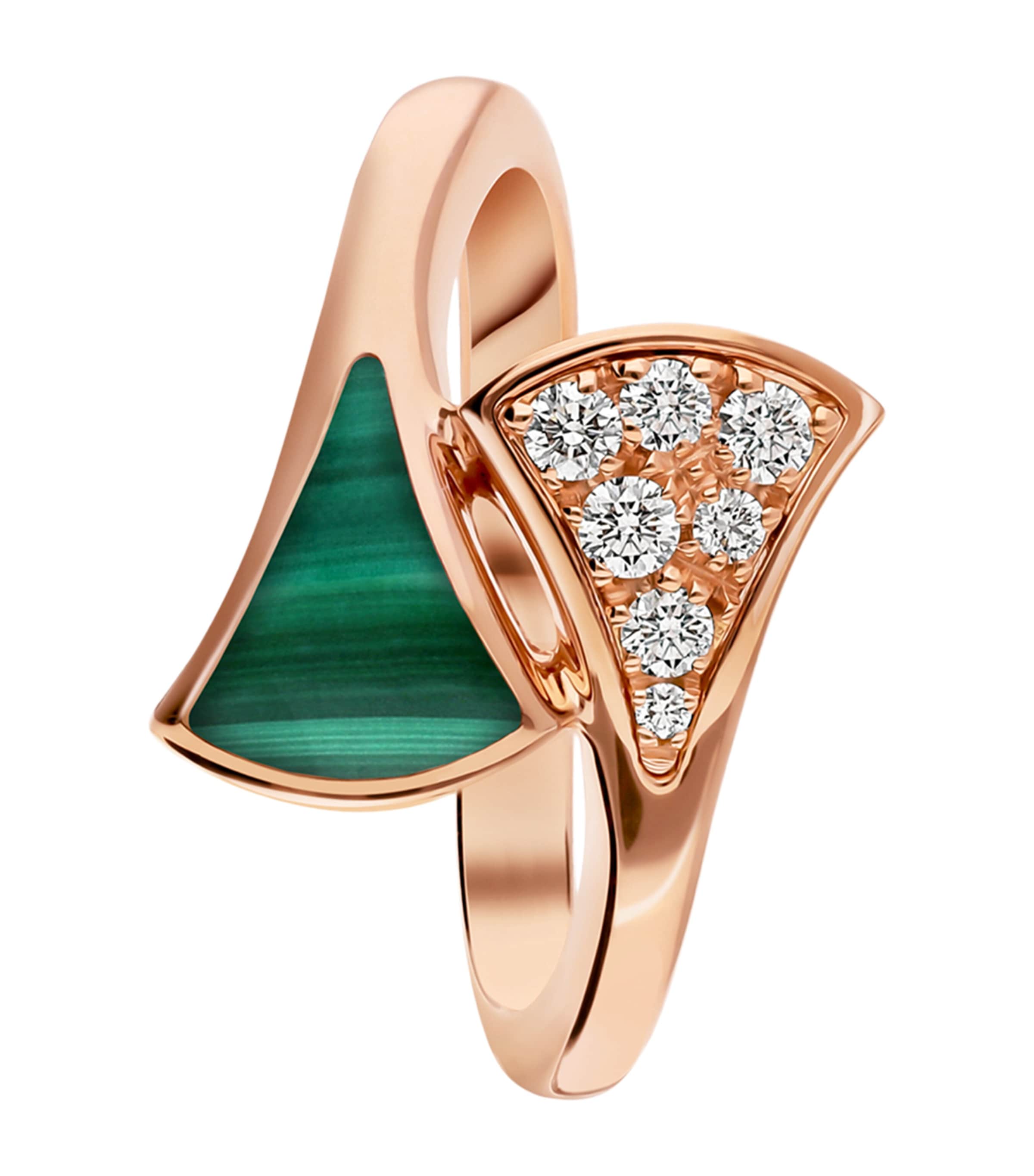 Rose Gold, Diamond and Malachite Divas' Dream Ring PINK GOLD Image 2