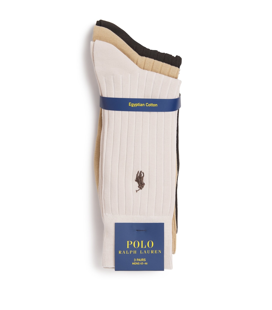 Rib-Knit Polo Pony Socks (Pack of 3) STONE/BROWN/CAMEL Image 1