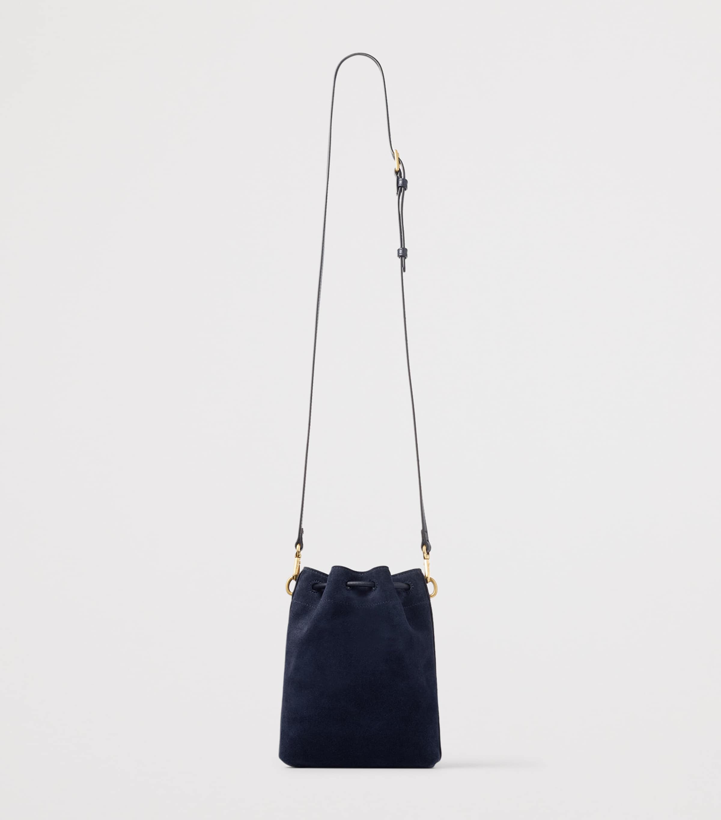 Suede Cinch Mini Bucket Bag MARINE/GOLD Image 3
