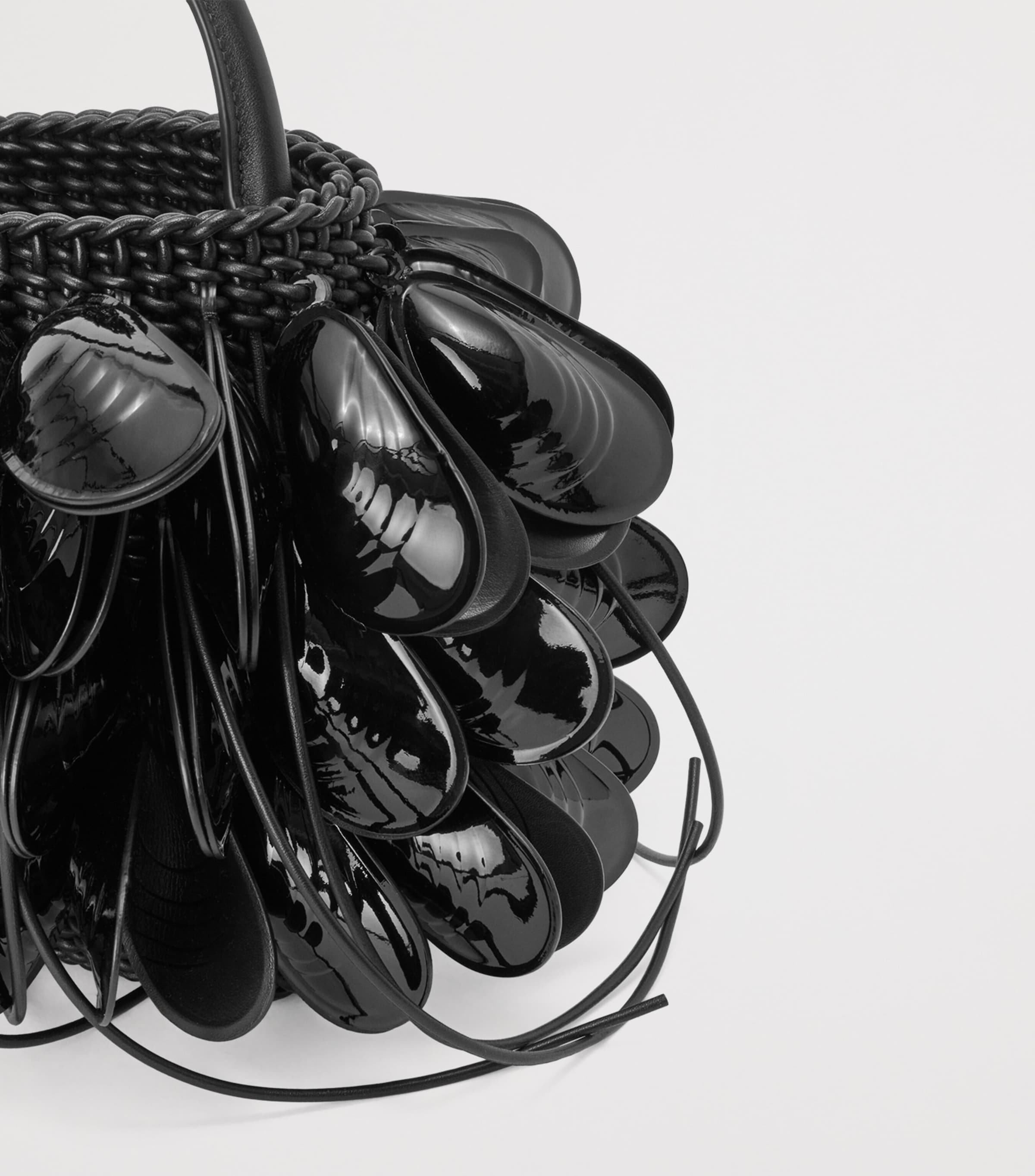 Leather Shell Bucket Bag BLACK Image 8