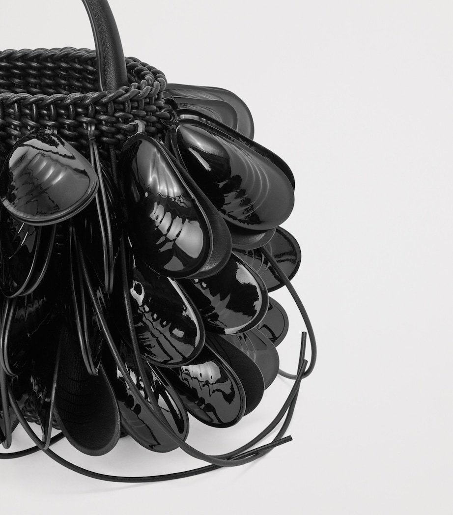 Leather Shell Bucket Bag BLACK Image 8
