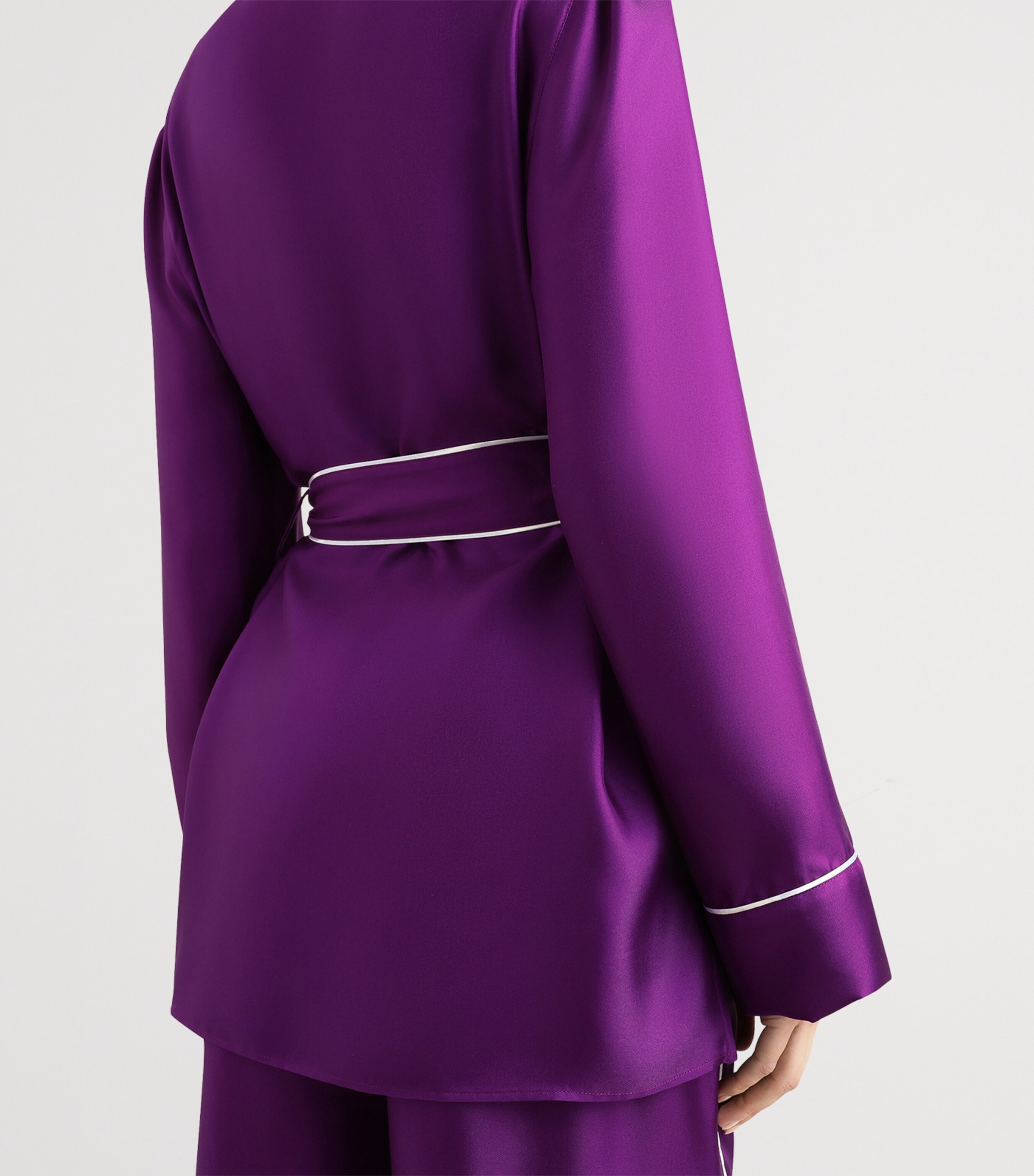 Silk Belted Shirt F0571-PURPLE Image 5