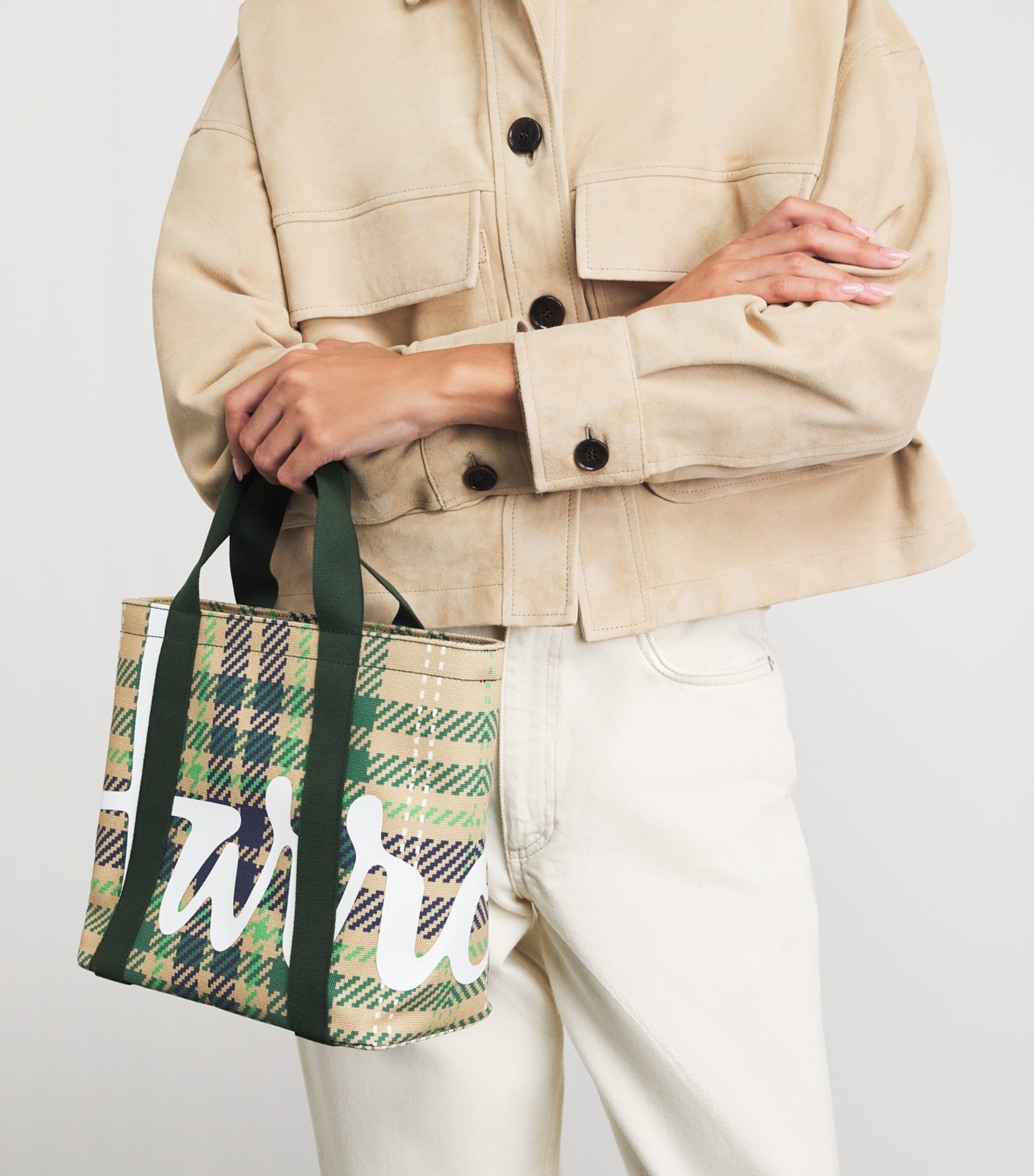 Harrods Mini Tartan Check Tote Bag Muti Image 2