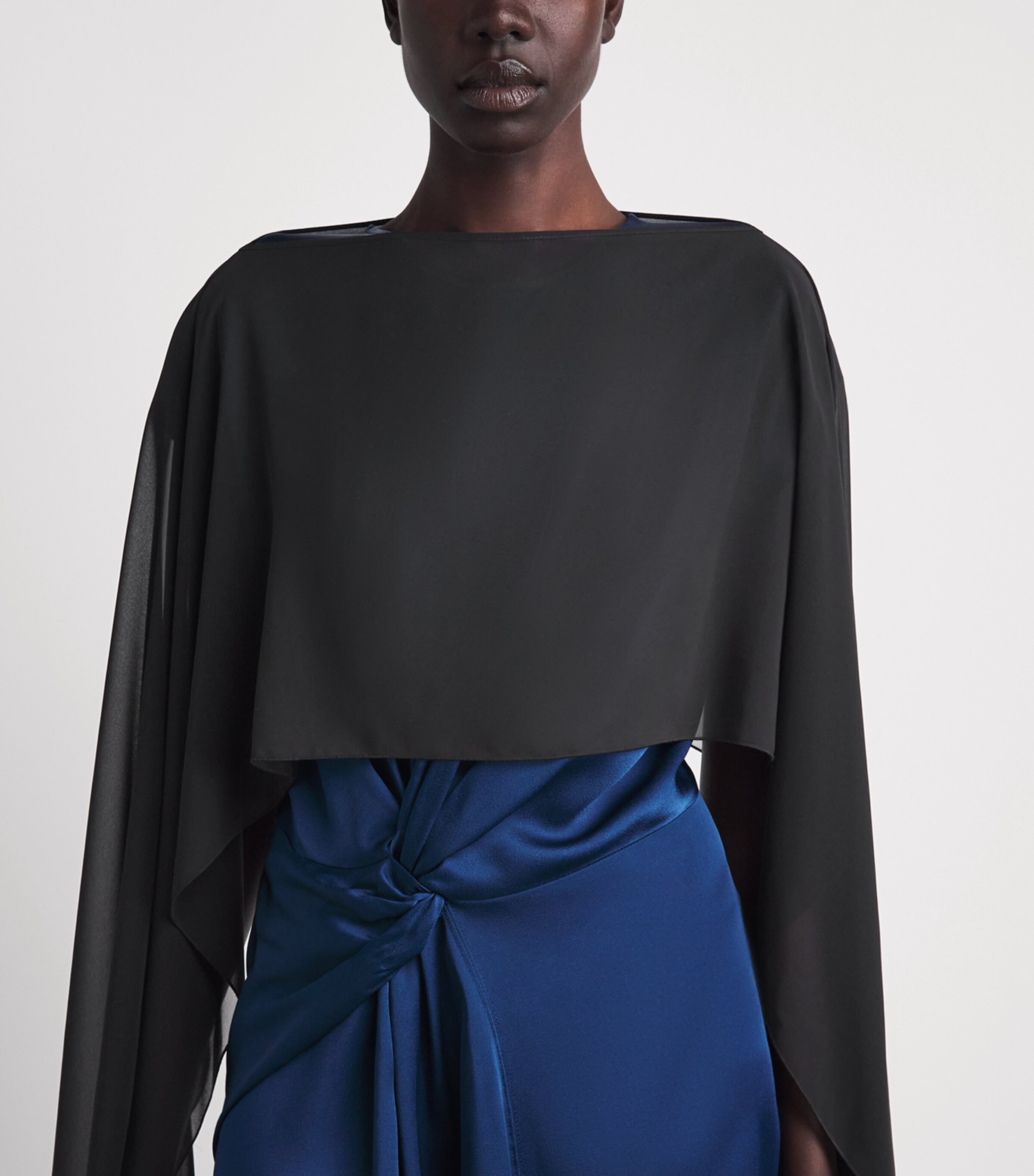 Talbot Runhof Womens Organza Shawl Black Image 3