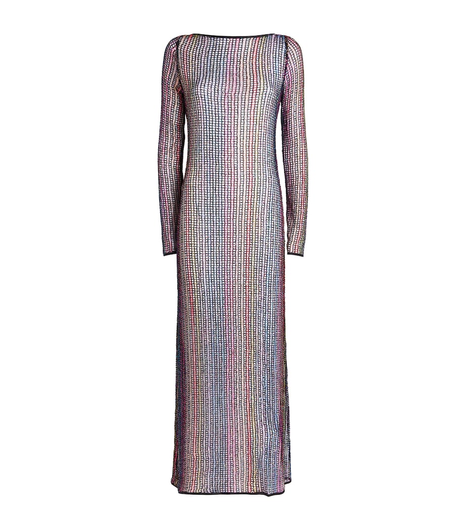 Sequin-Embellished Sheer Maxi Dress S91PF MULTI W BLACK BASE Image 1