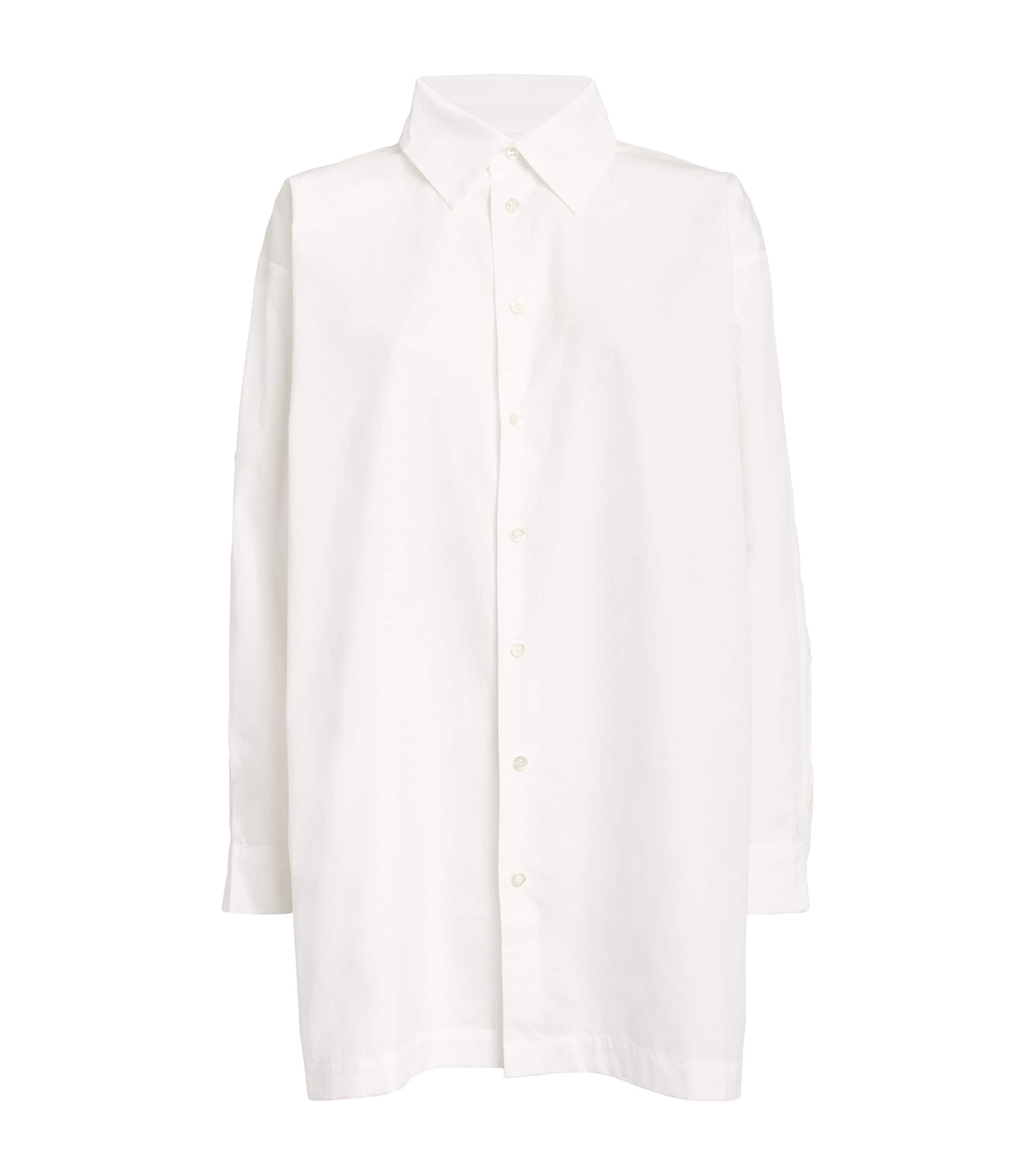 Shop Eskandar Slim A-line Back-pleat Shirt In White