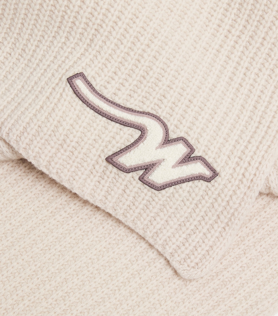 Virgin Wool Knitted Scarf IVORY Image 3
