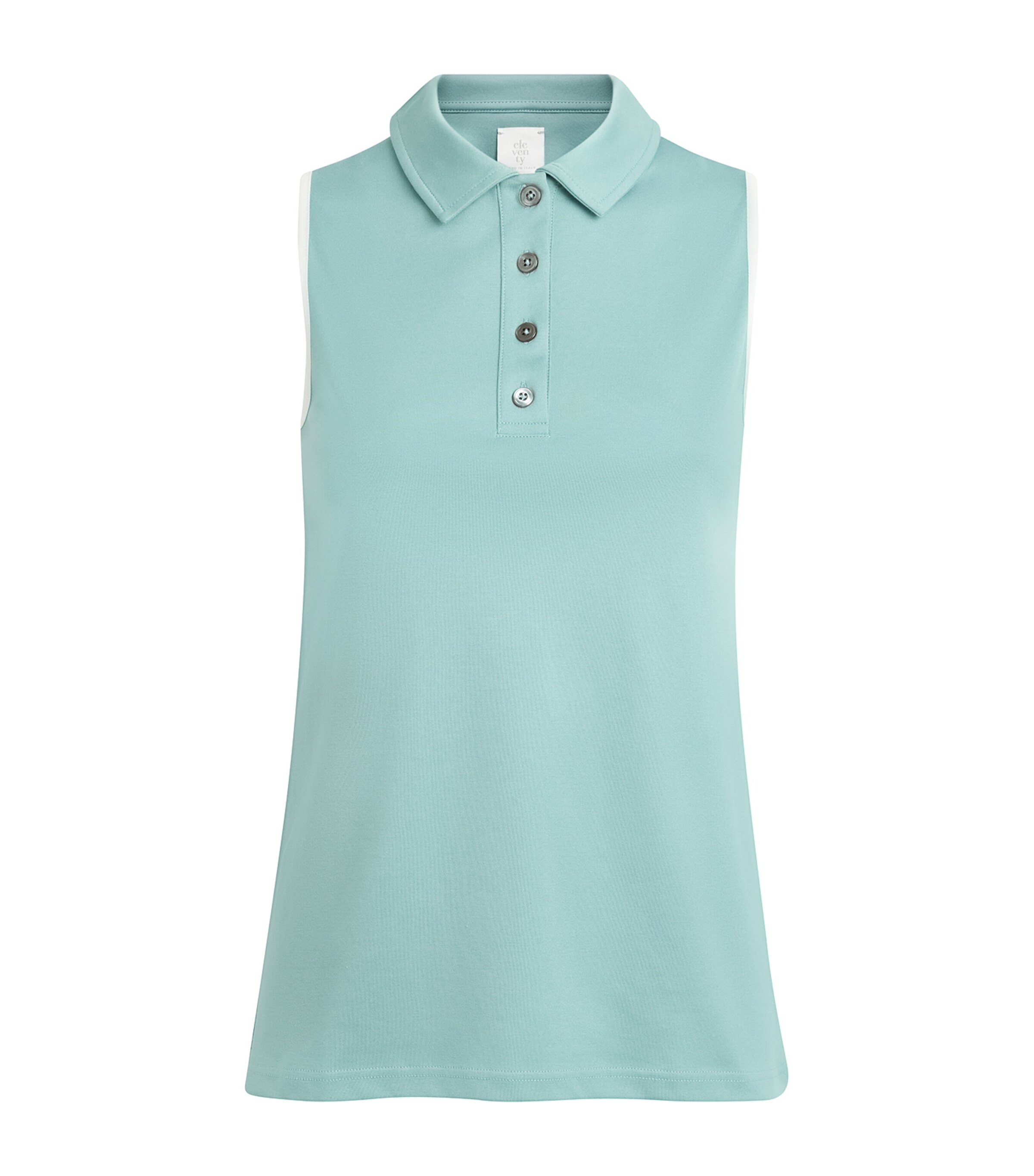Eleventy Womens Cotton Sleeveless Polo Shirt Giada, Bianco Image 1
