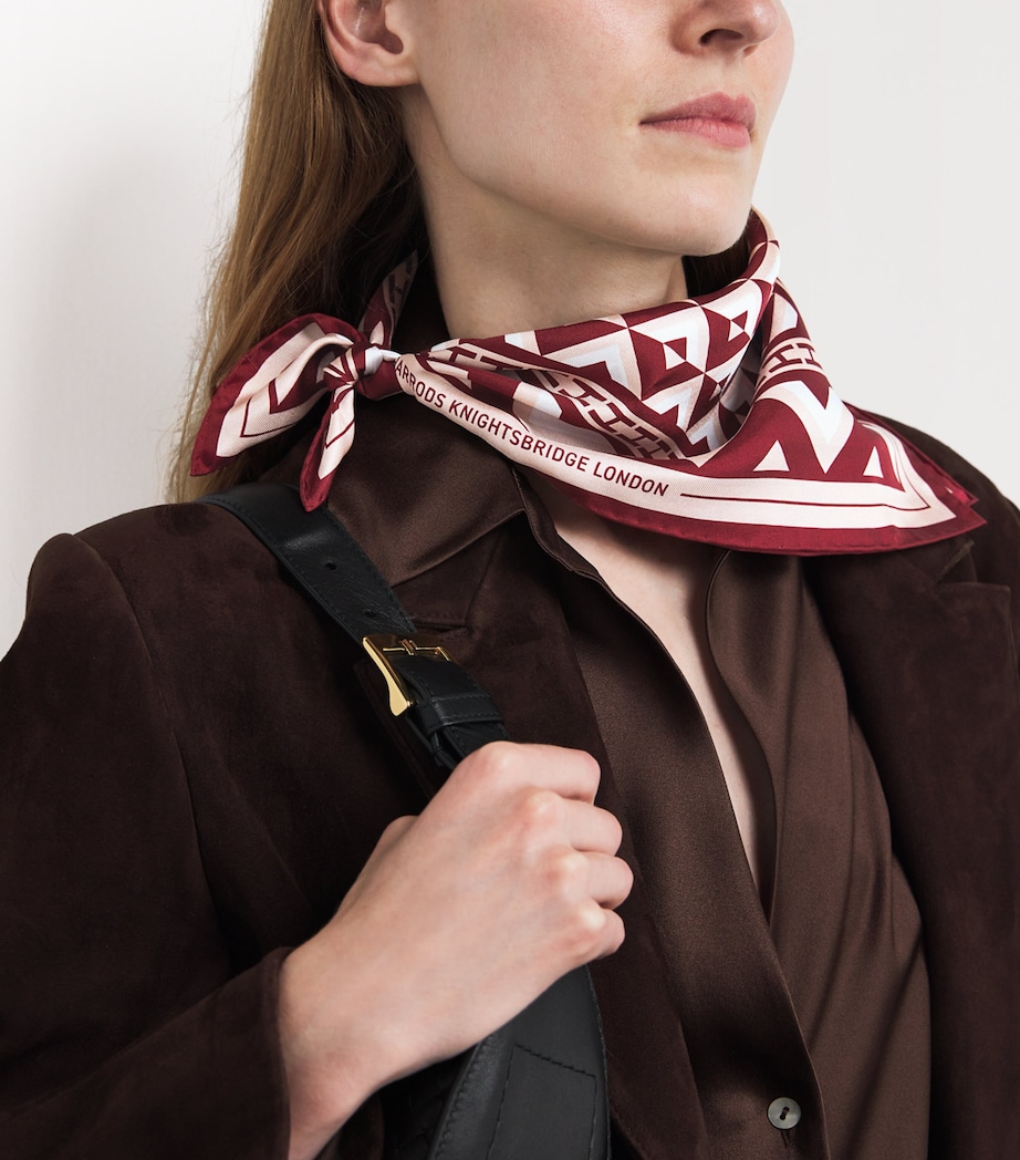 Silk Geometric Print Square Scarf PINK Image 2