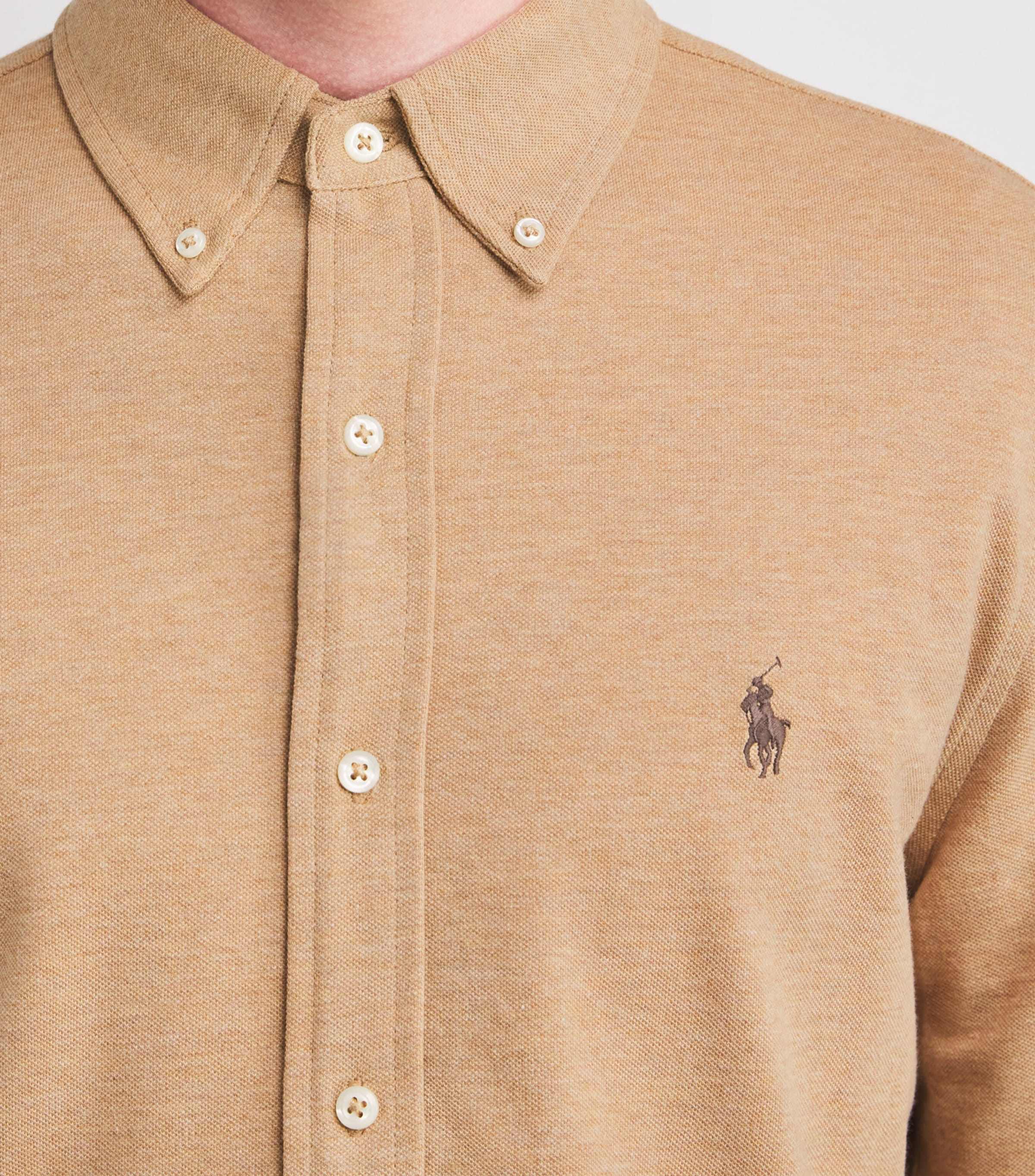 Cotton Featherweight Mesh Logo Shirt CAMEL Image 6