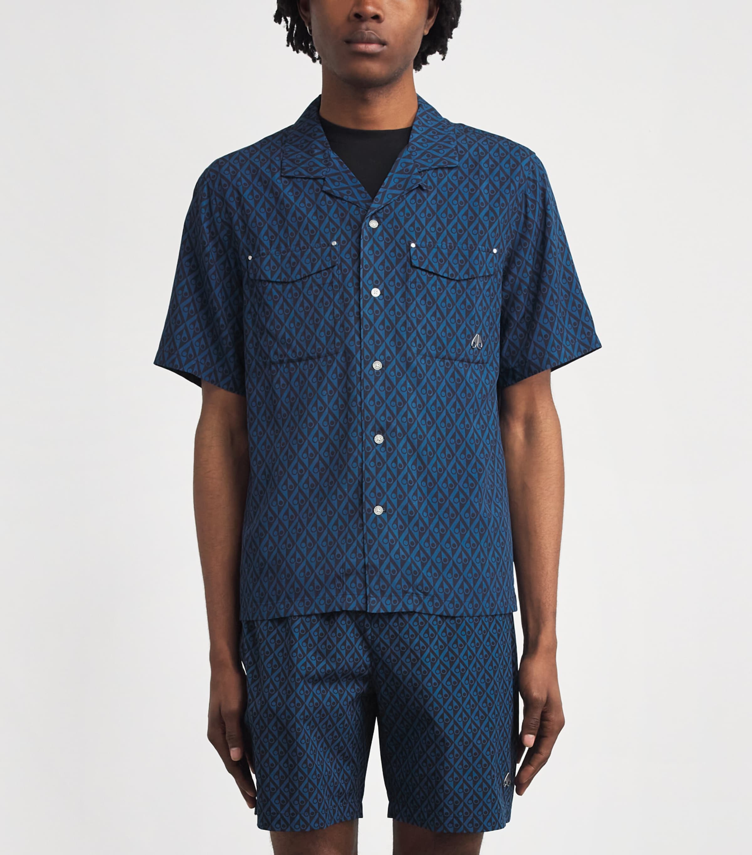 Moose Knuckles Mens Monogram Button-Up Shirt Navy/marina Image 4