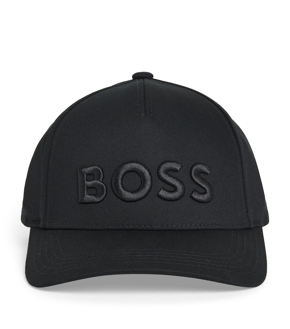 Cotton Logo Baseball Cap 001 BLACK Image 1