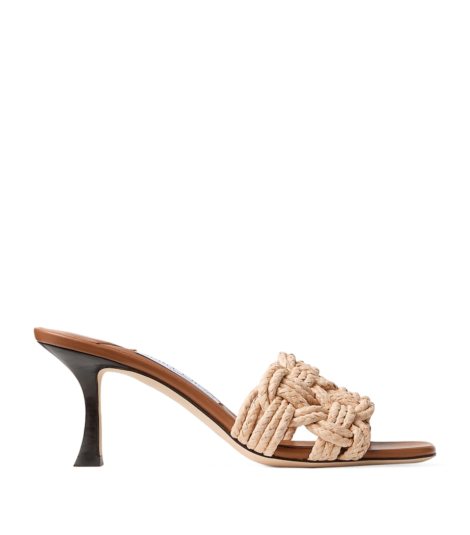 Jimmy Choo Chara 70 Raffia Heeled Mules Tan/natural Image 1