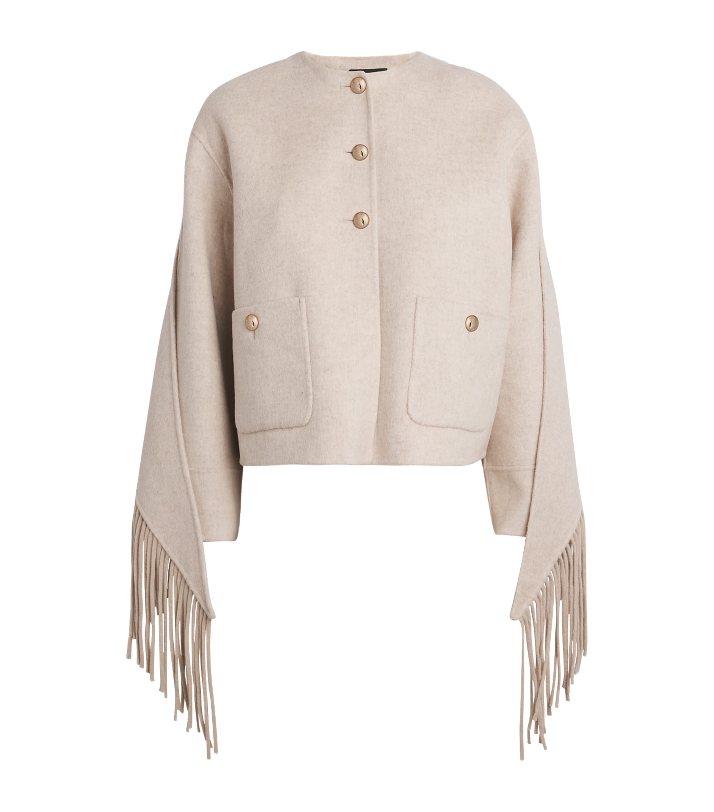 Maje Wool-blend Cape-overlay Coat In White