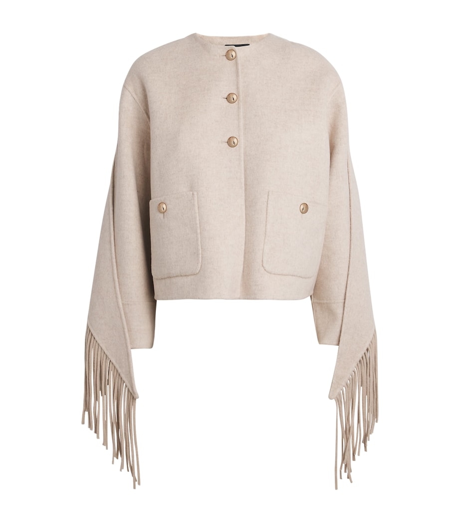 Wool-Blend Cape-Overlay Coat ECRU Image 1