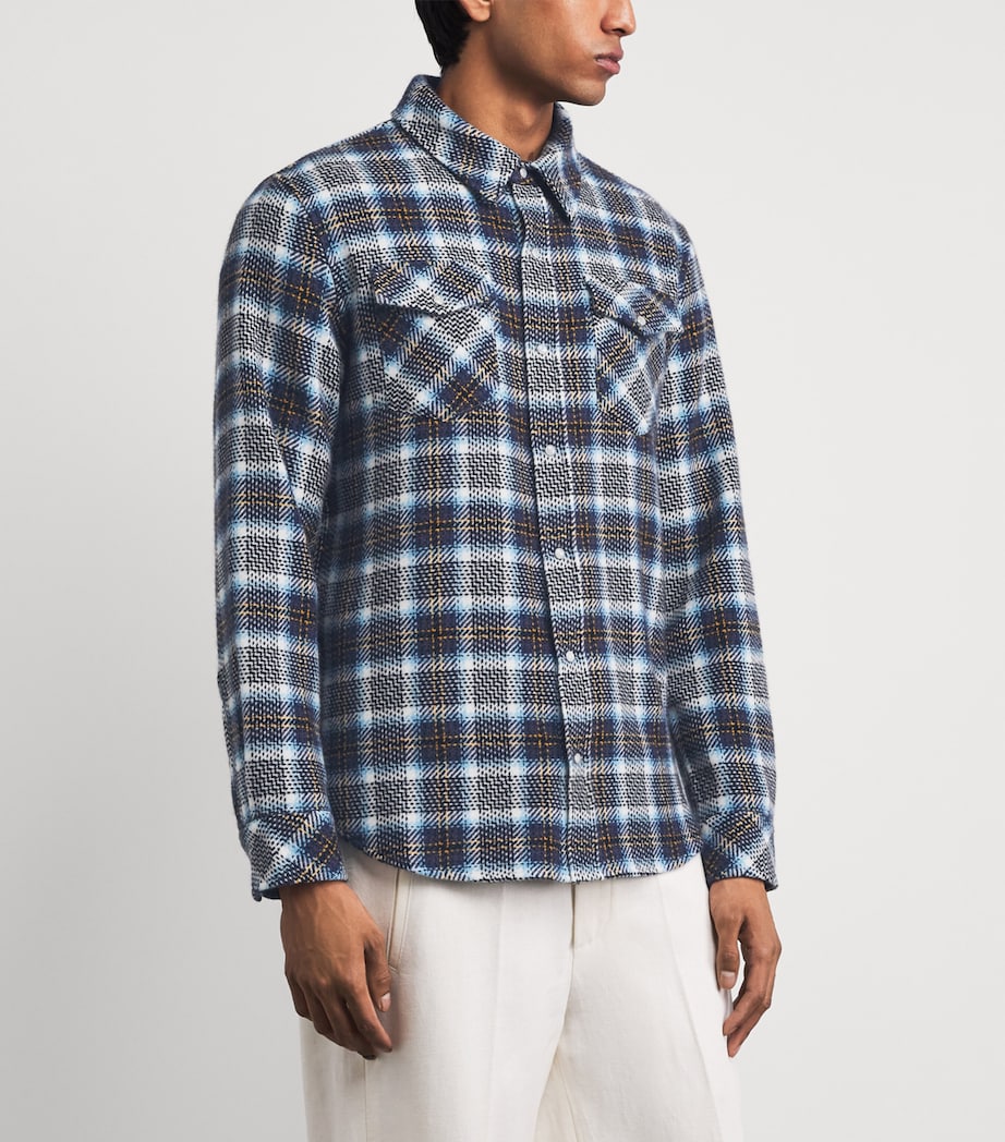GOD'S TRUE CASHMERE Mens Cashmere Tartan Lightning Storm Shirt Moonstone Image 4