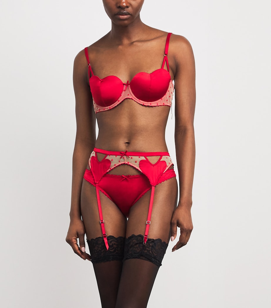 Fleur Du Mal Womens Embroidered Amour Suspender Belt Rouge Image 2