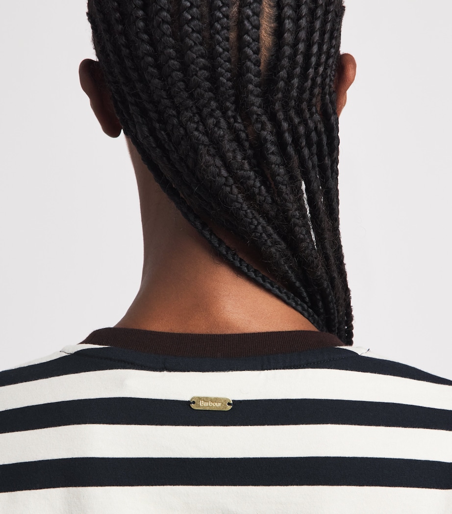 Barbour Womens Cotton Stripe Woodhouse Long-Sleeve T-Shirt Dark Navy /birch Image 3