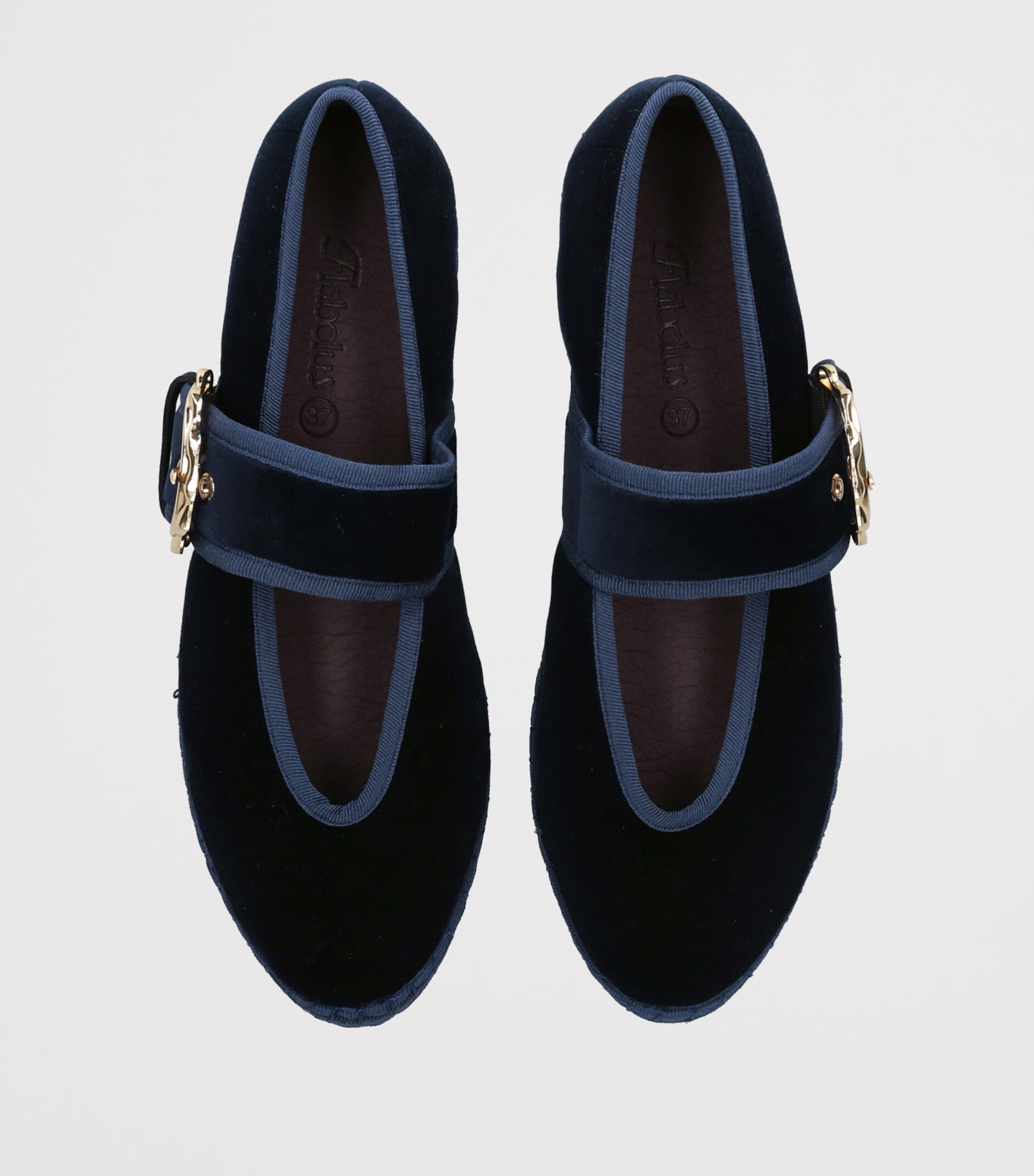 Flabelus Velvet Sophie Mary Janes Blue/dark Image 4