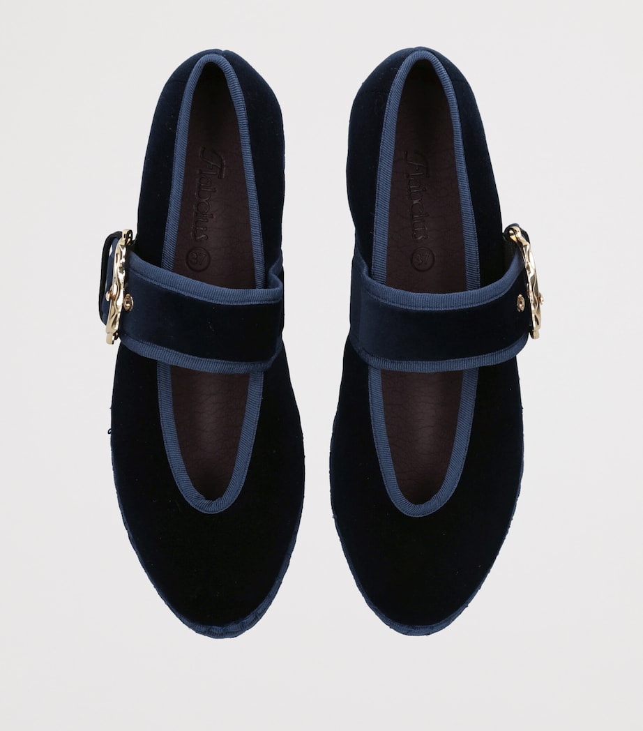 Flabelus Velvet Sophie Mary Janes Blue/dark Image 4