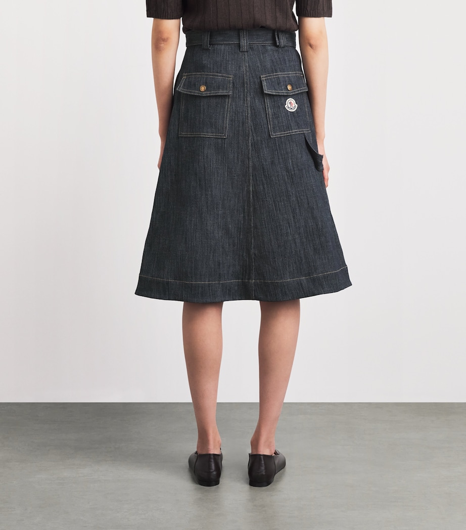 Moncler Womens Denim Belted Midi Skirt Image 5
