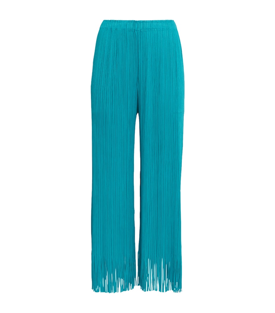 Pleats Please Issey Miyake Womens Wave Wide-Leg Trousers Turquoise Blue Image 1