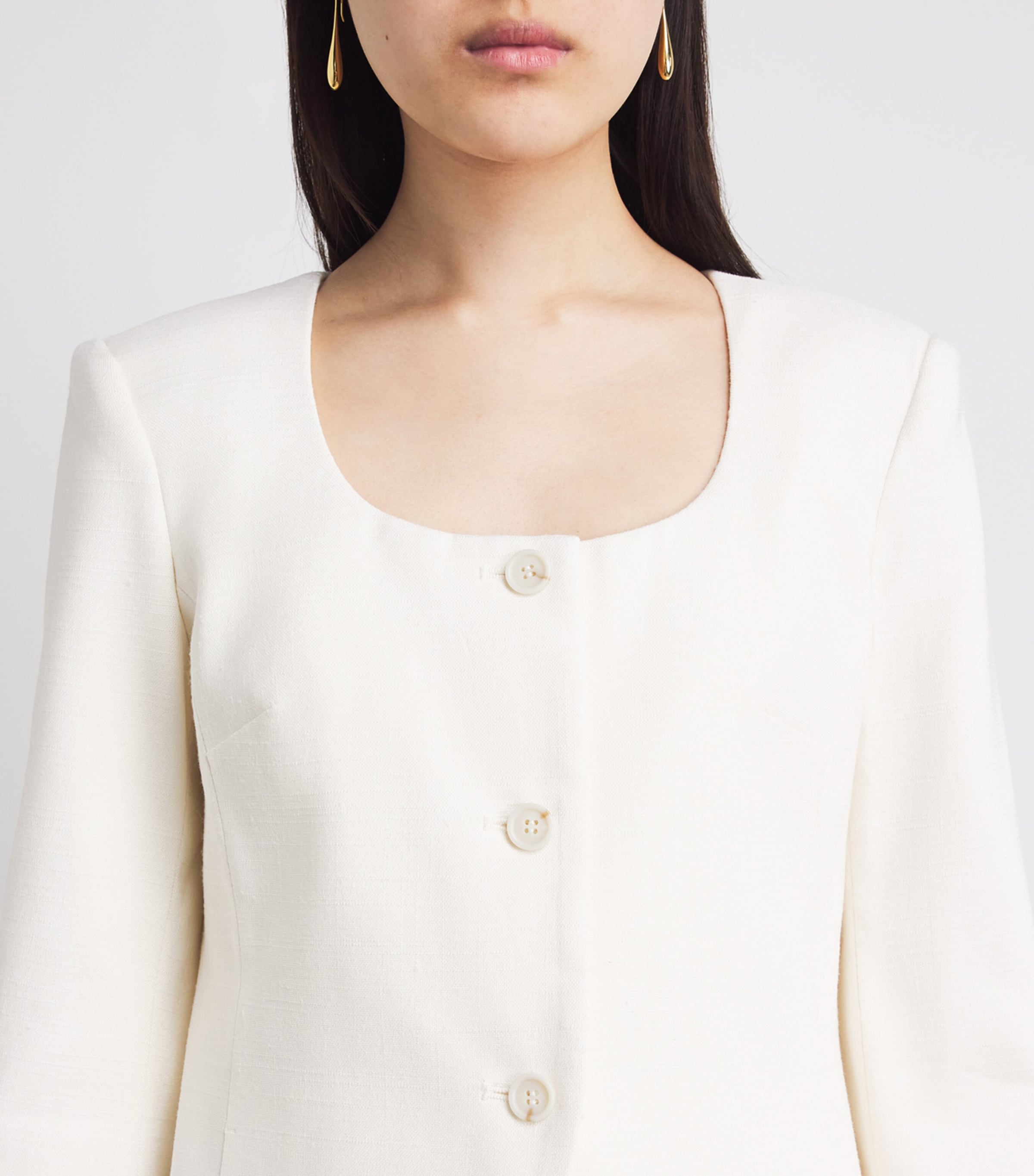 PAIGE Womens Scoop-Neck Edina Blazer Bone Image 3