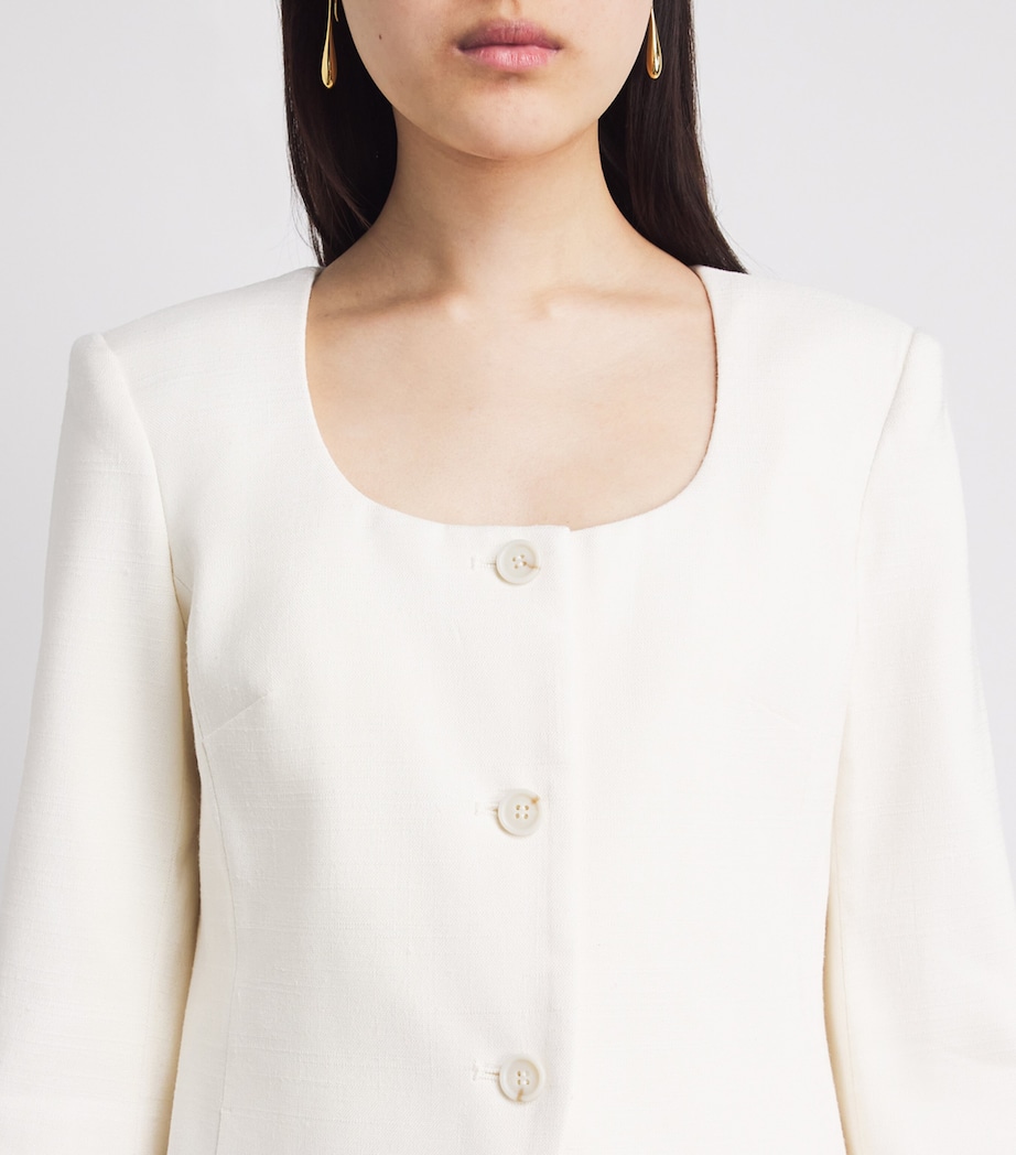 PAIGE Womens Scoop-Neck Edina Blazer Bone Image 3