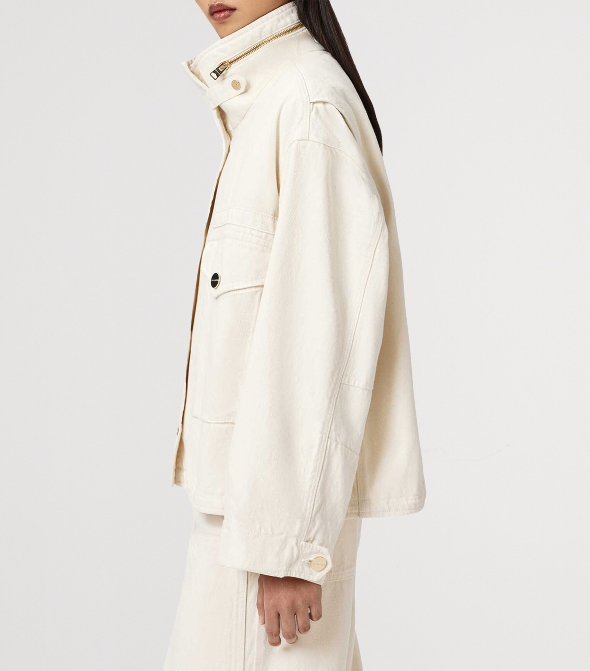 AllSaints Womens Denim Clay Jacket Ecru White Image 8