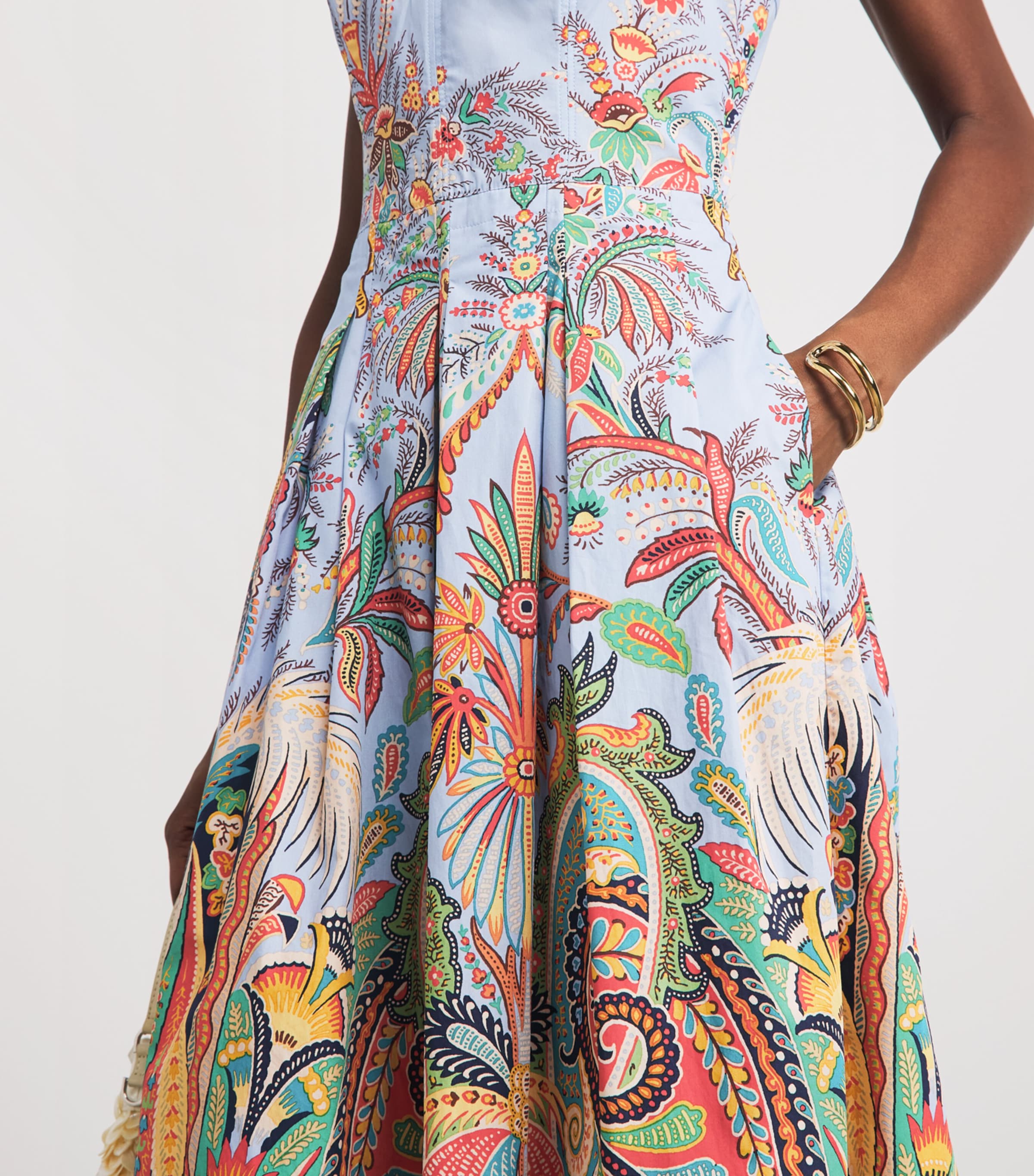 Etro Womens Paisley Pleated Midi Dress Prnt/pl Blu Bs Image 3